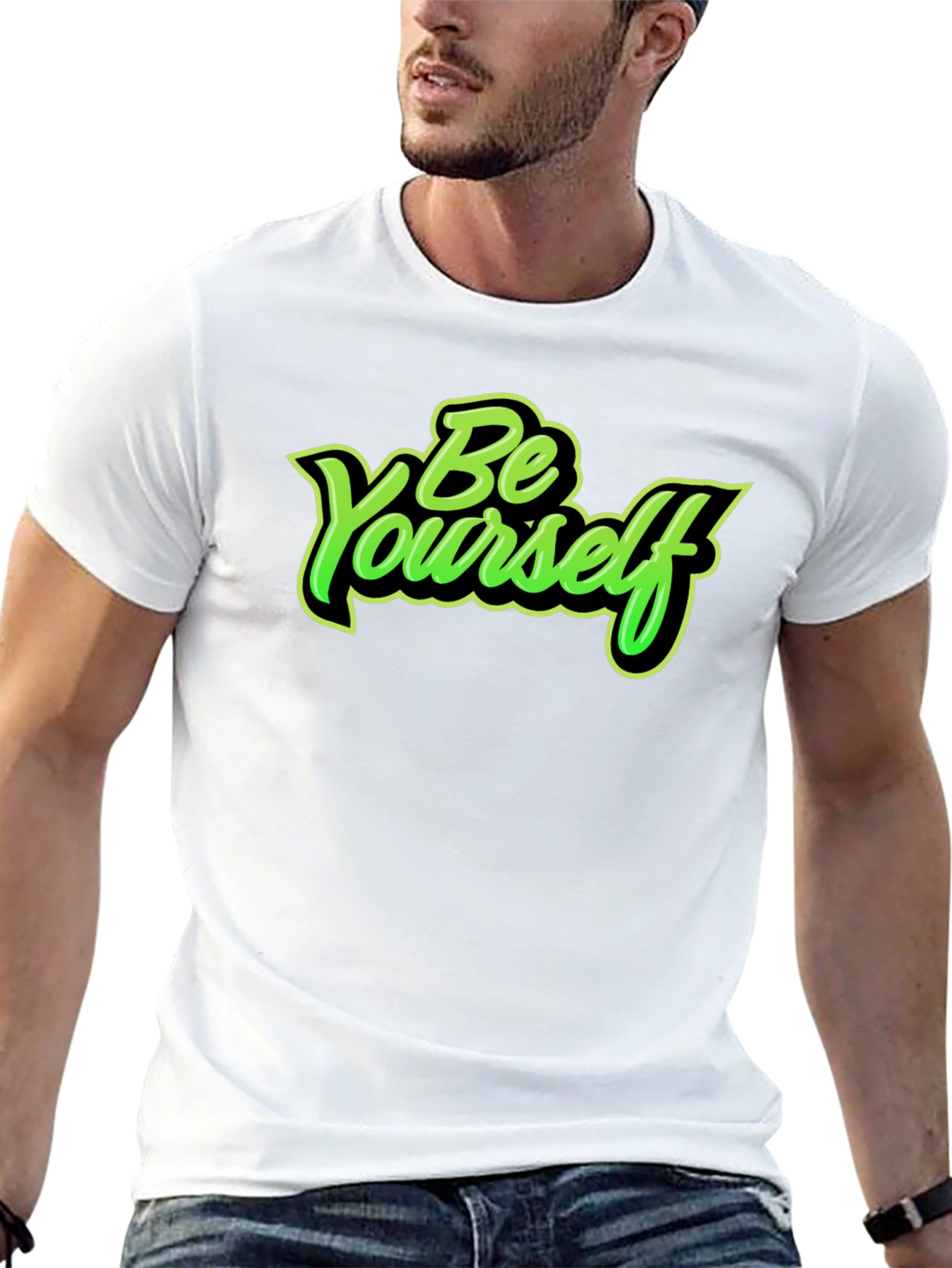 Be Yourself Graphic Print Crew Neck T-Shirt