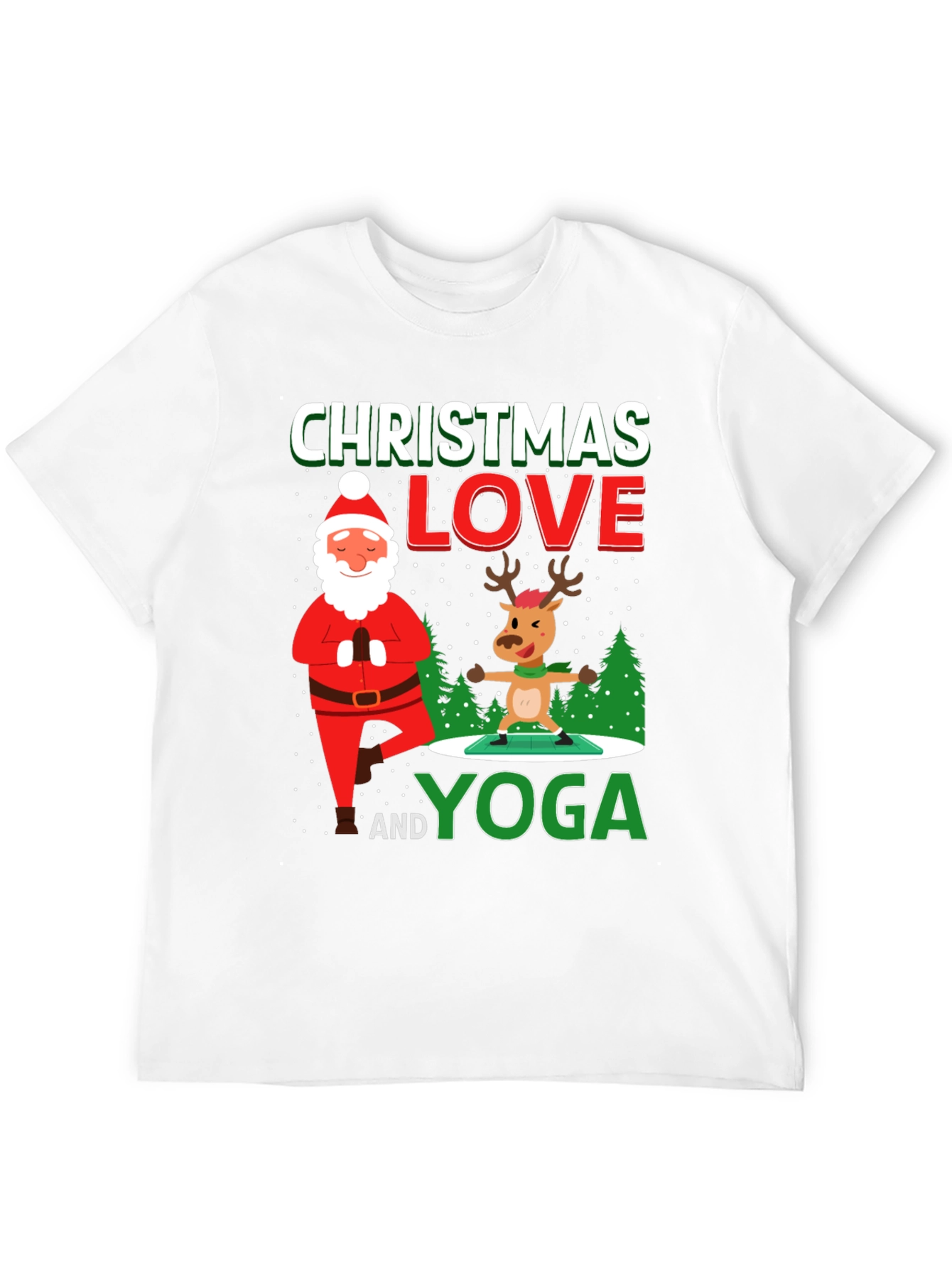 Christmas Love and Yoga Graphic T-Shirt