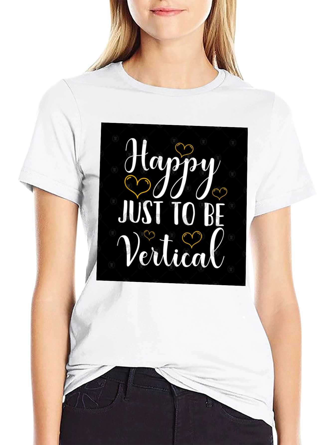 Happy Just to Be Vertical Black T-Shirt