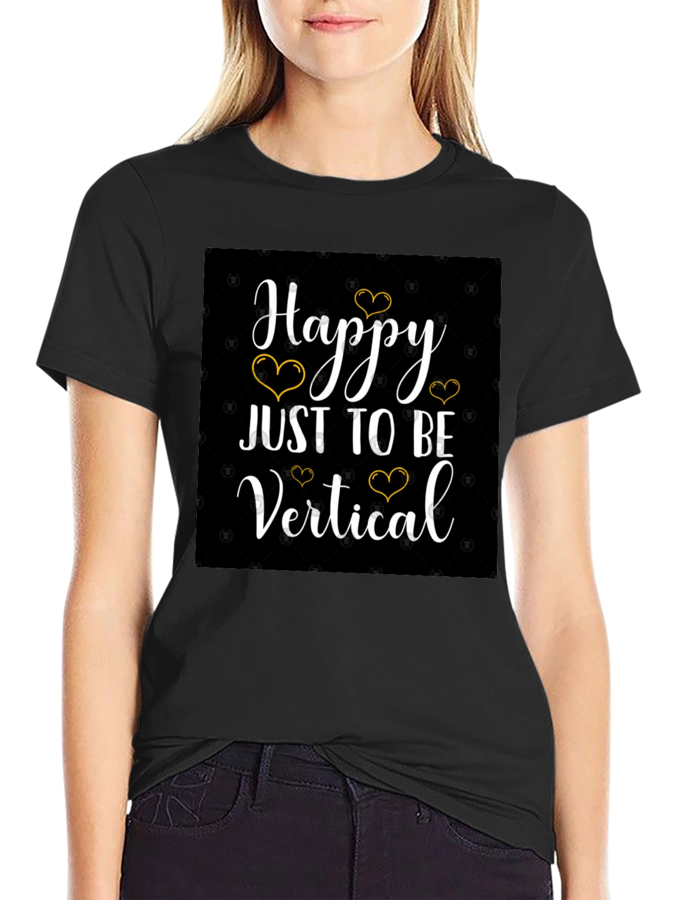 Happy Just to Be Vertical Black T-Shirt