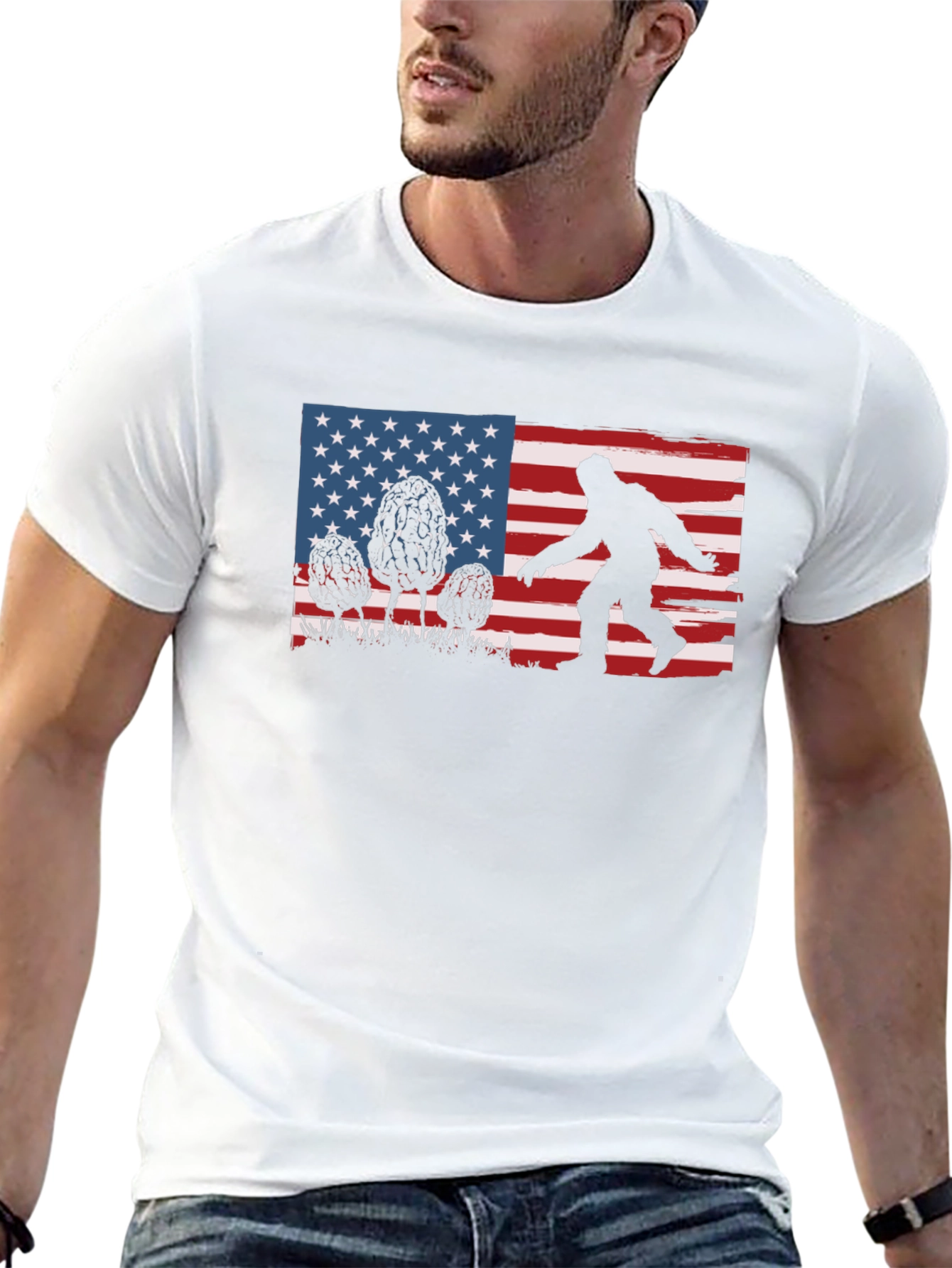 Bigfoot American Flag Graphic T-Shirt