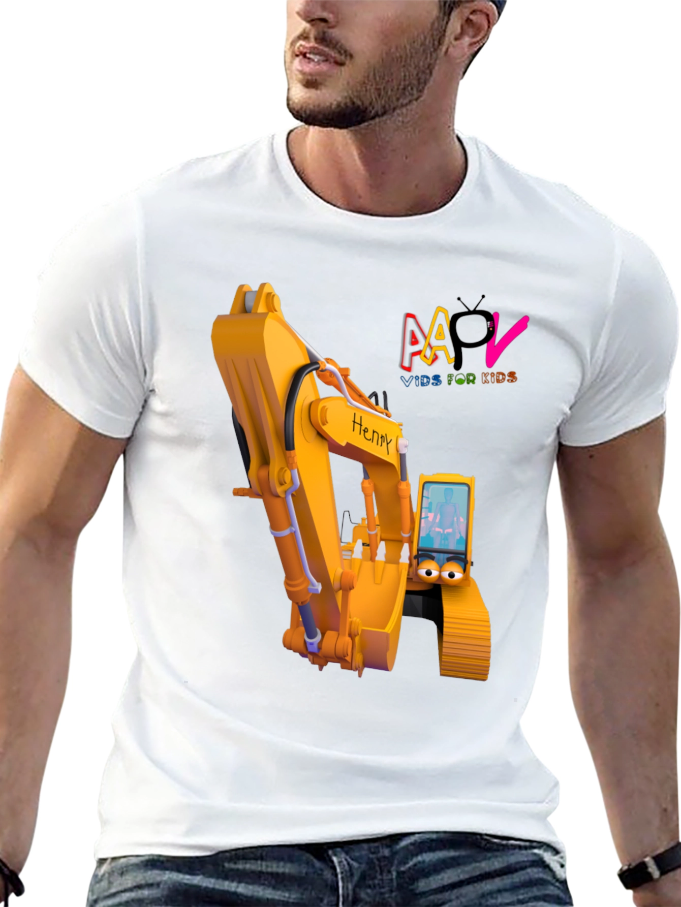 Cartoon Excavator T-Shirt - Kids Animated Digger Tee