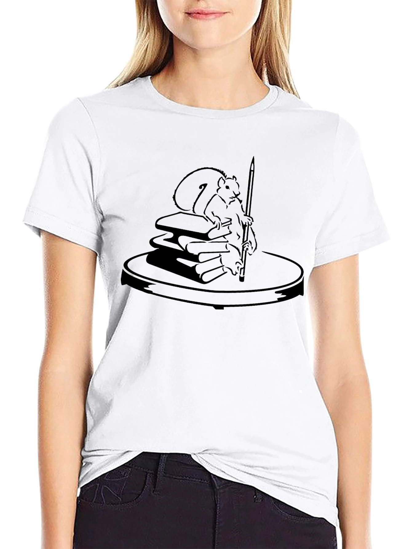Squirrel & Books Graphic Tee - Unique Design