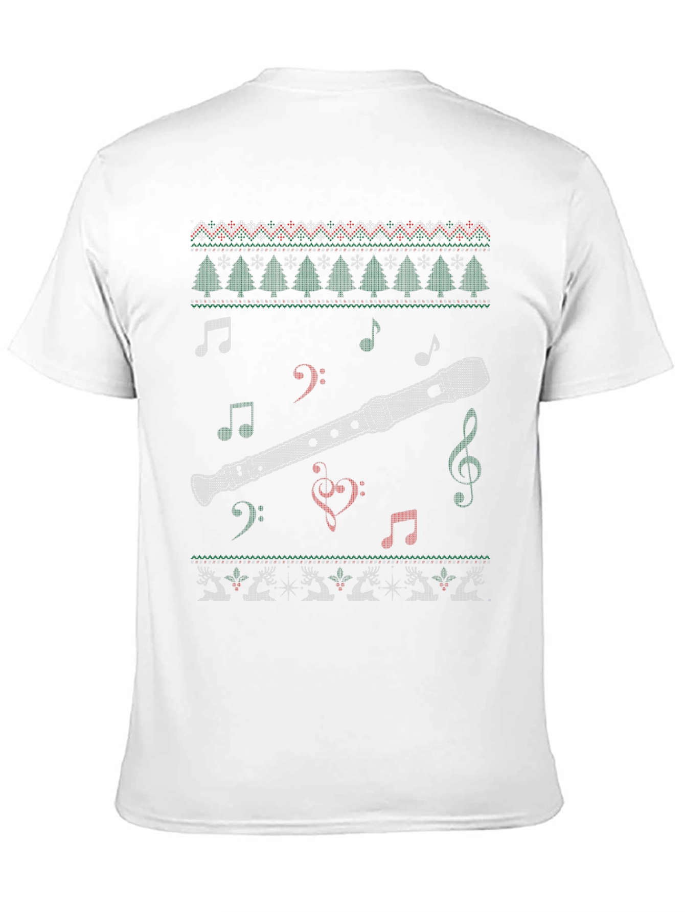 Christmas Flute Ugly Sweater Style T-Shirt