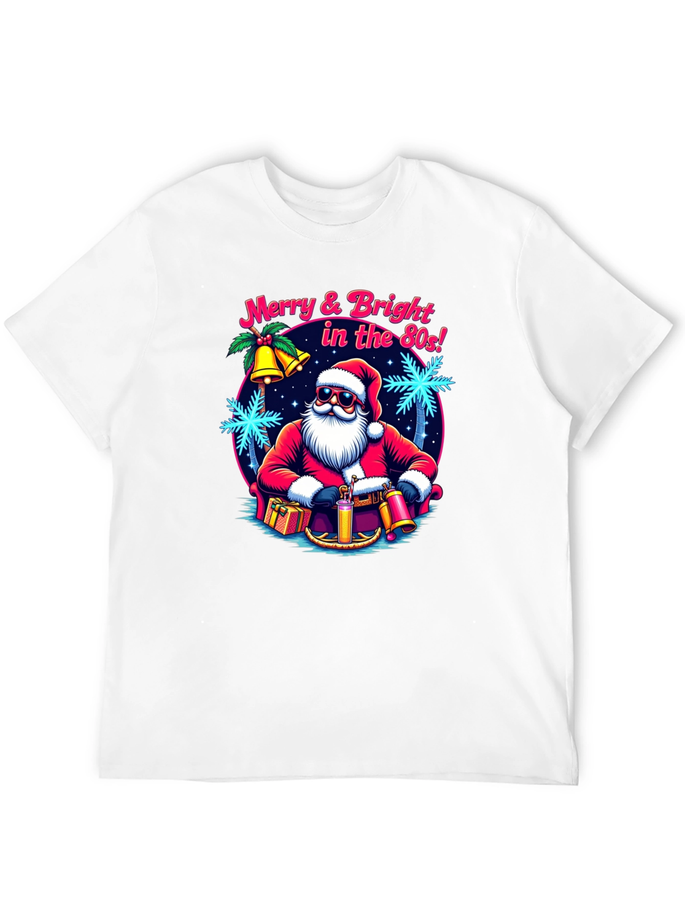 Merry & Bright Retro Santa Graphic T-Shirt