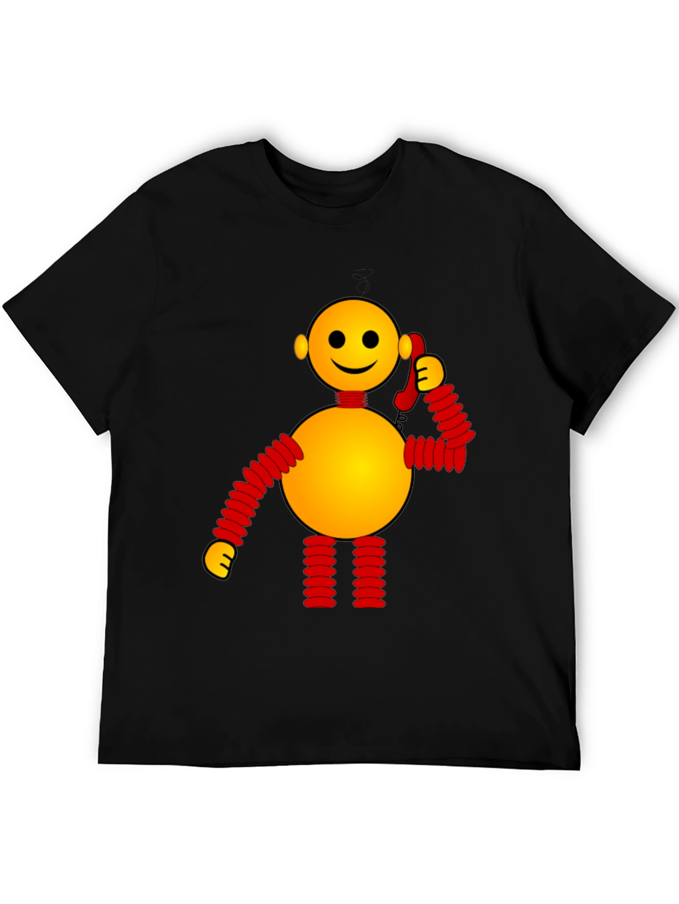 Whimsical Robot Graphic Tee - Black