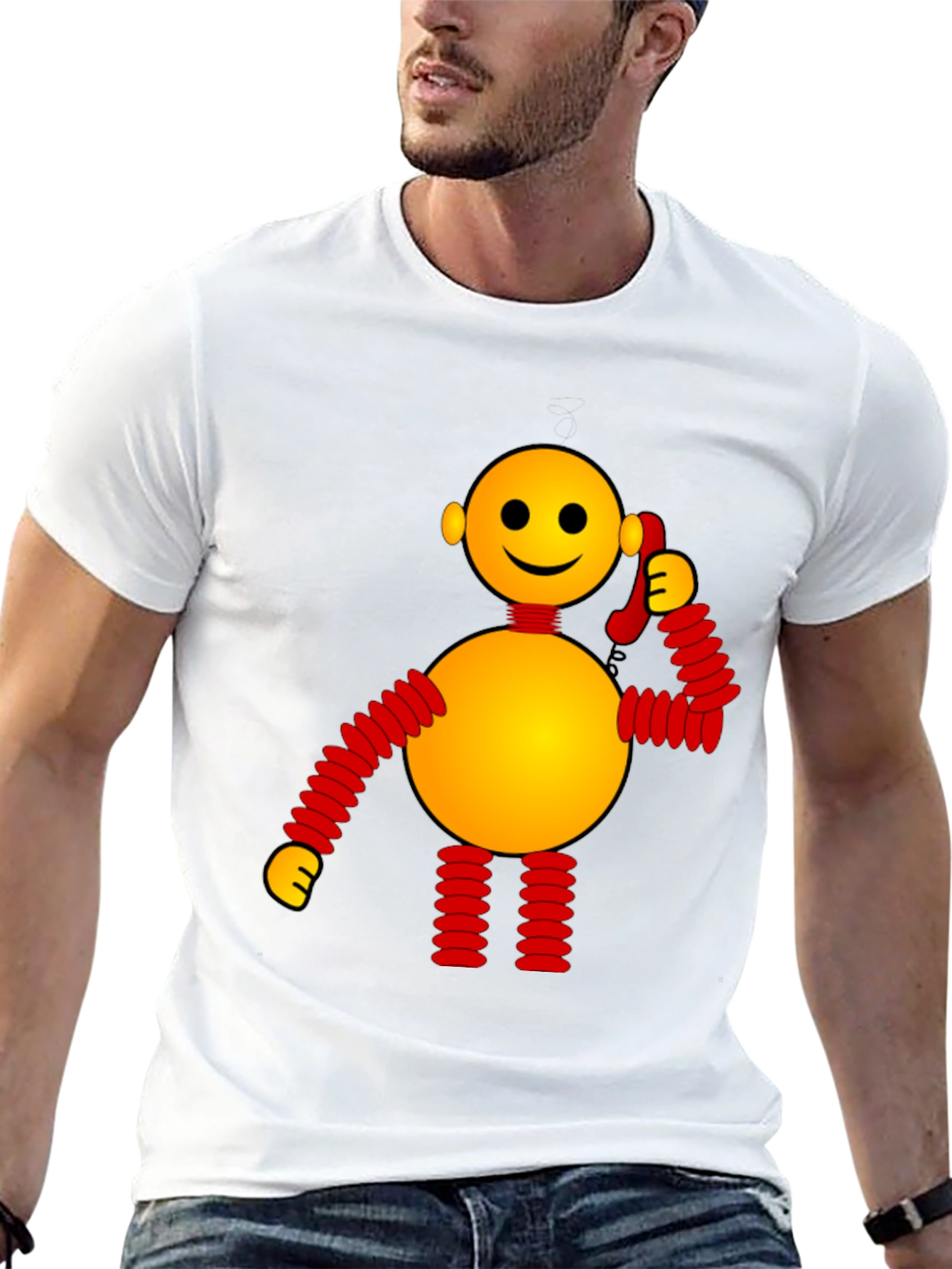 Whimsical Robot Graphic Tee - Black