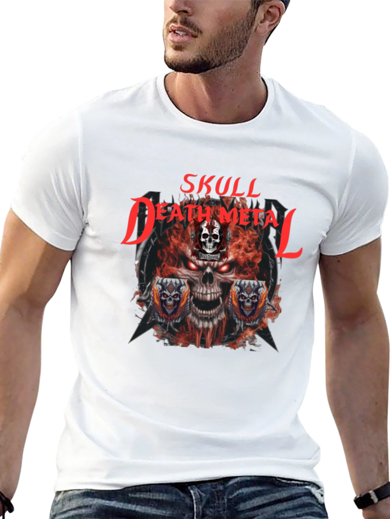 Skull Death Metal Graphic T-Shirt