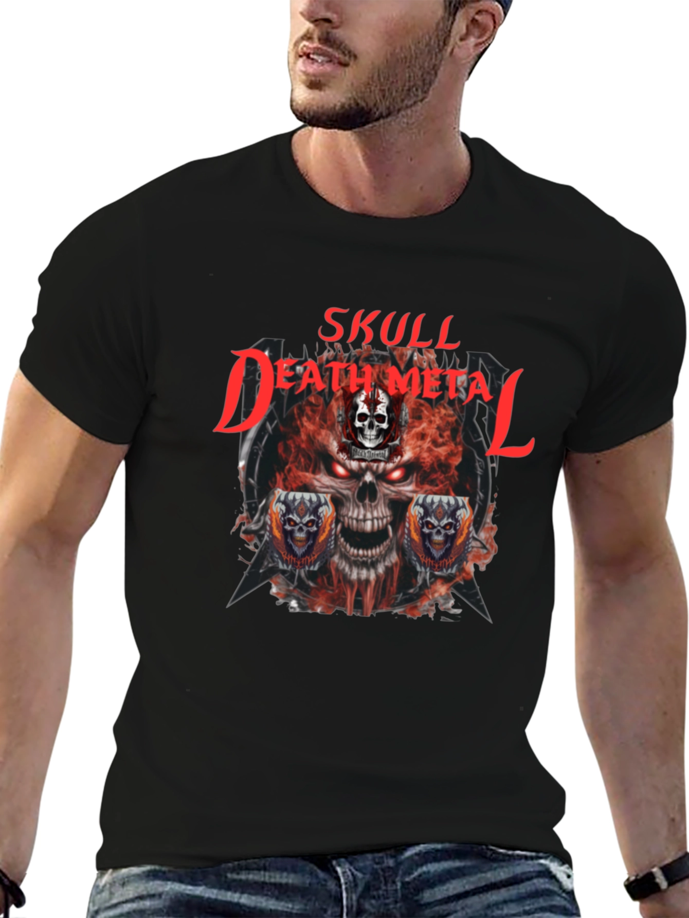 Skull Death Metal Graphic T-Shirt