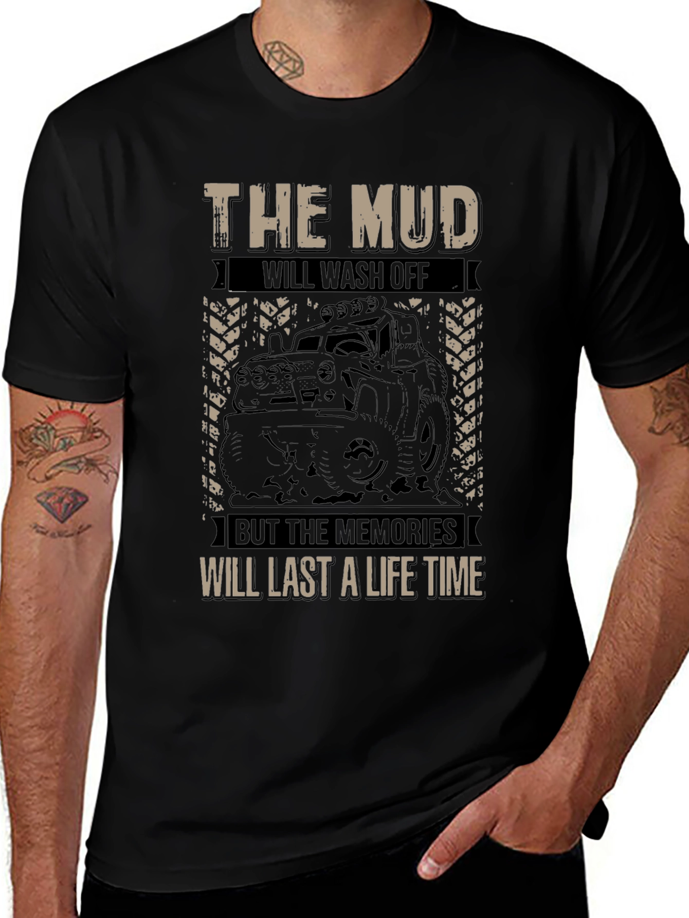 The Mud Will Wash Off Mens Black Graphic Tee