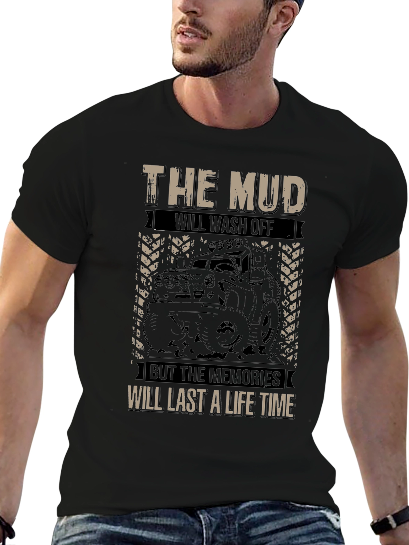 The Mud Will Wash Off Mens Black Graphic Tee