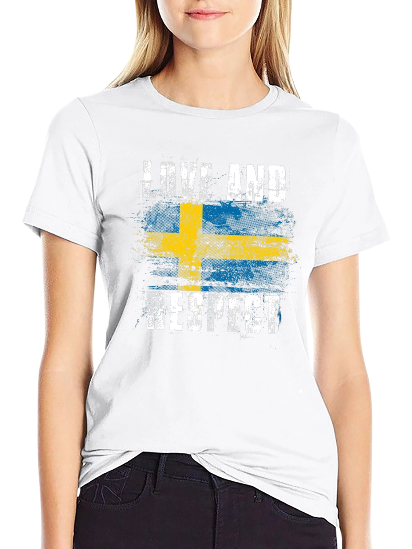 Sweden Flag Love & Respect Graphic T-Shirt