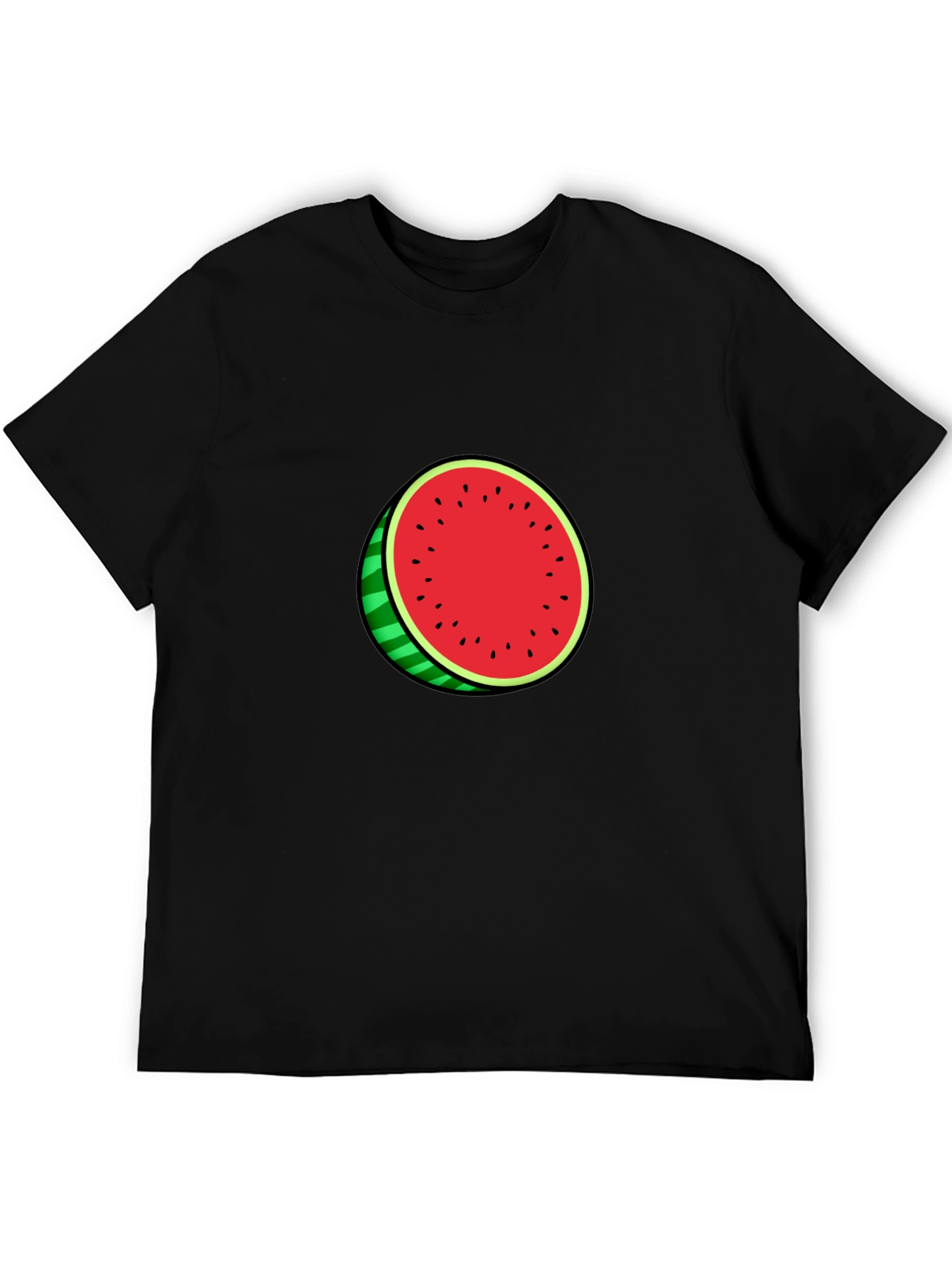 Watermelon Graphic Black Tee - Casual Summer Style
