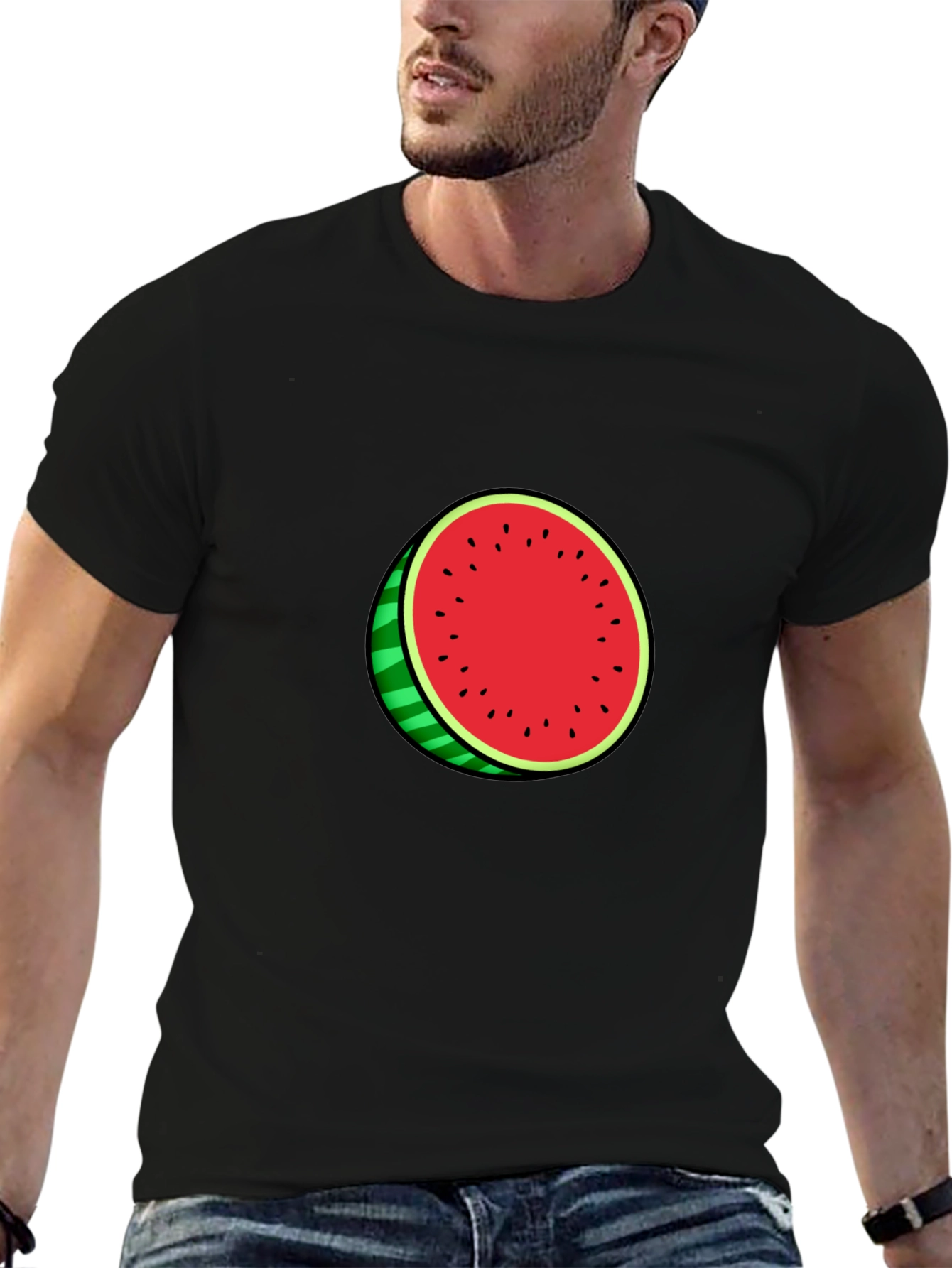 Watermelon Graphic Black Tee - Casual Summer Style
