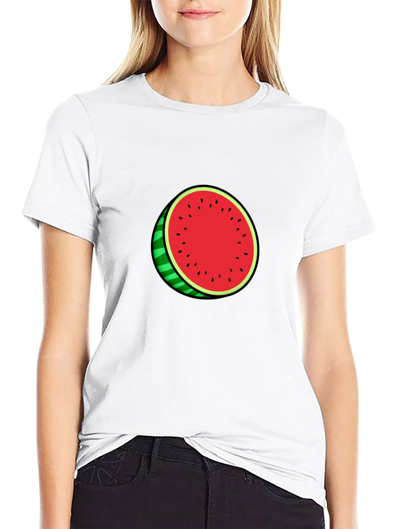 Watermelon Graphic Black Tee - Casual Summer Style