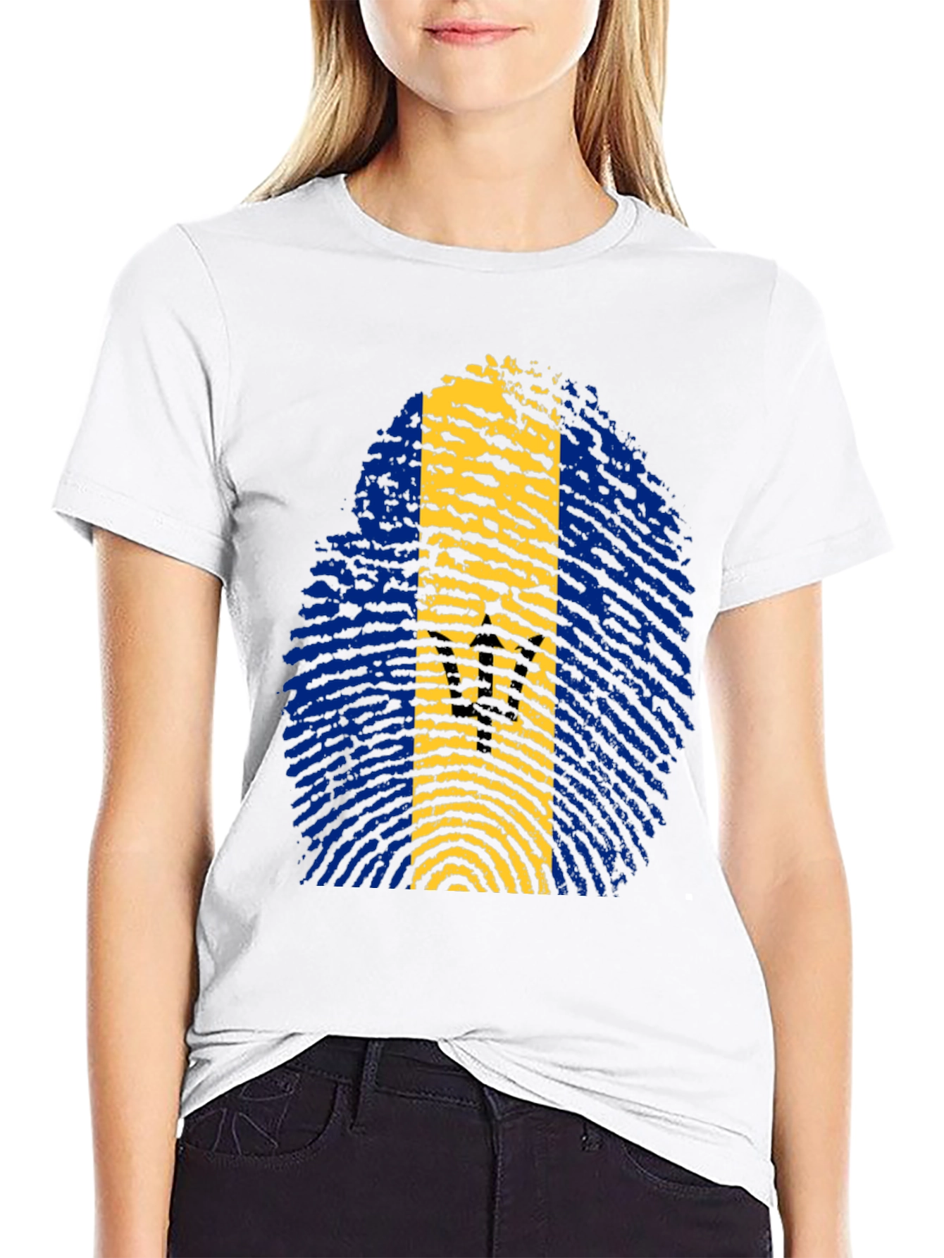 Barbados Flag Fingerprint T-Shirt