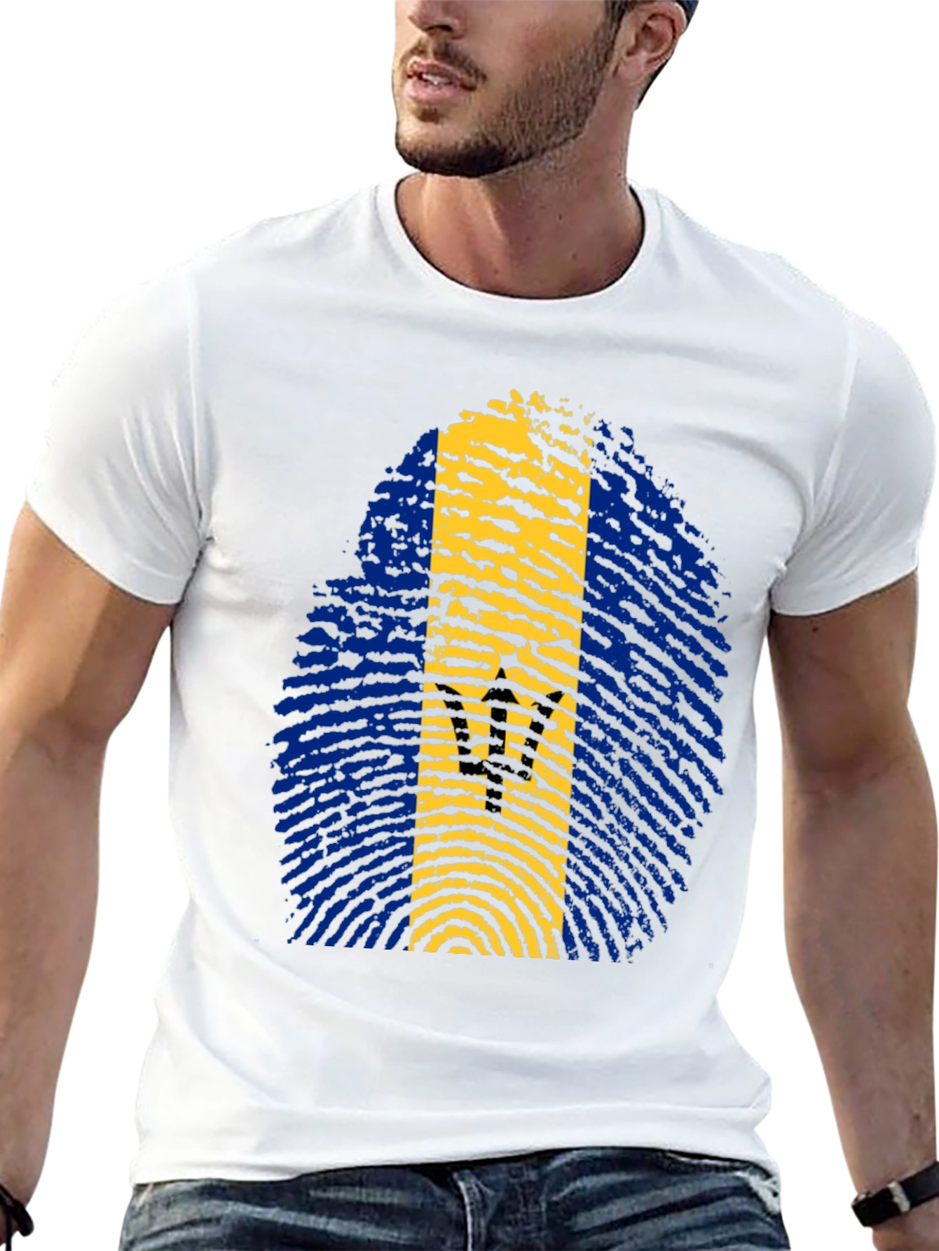 Barbados Flag Fingerprint T-Shirt