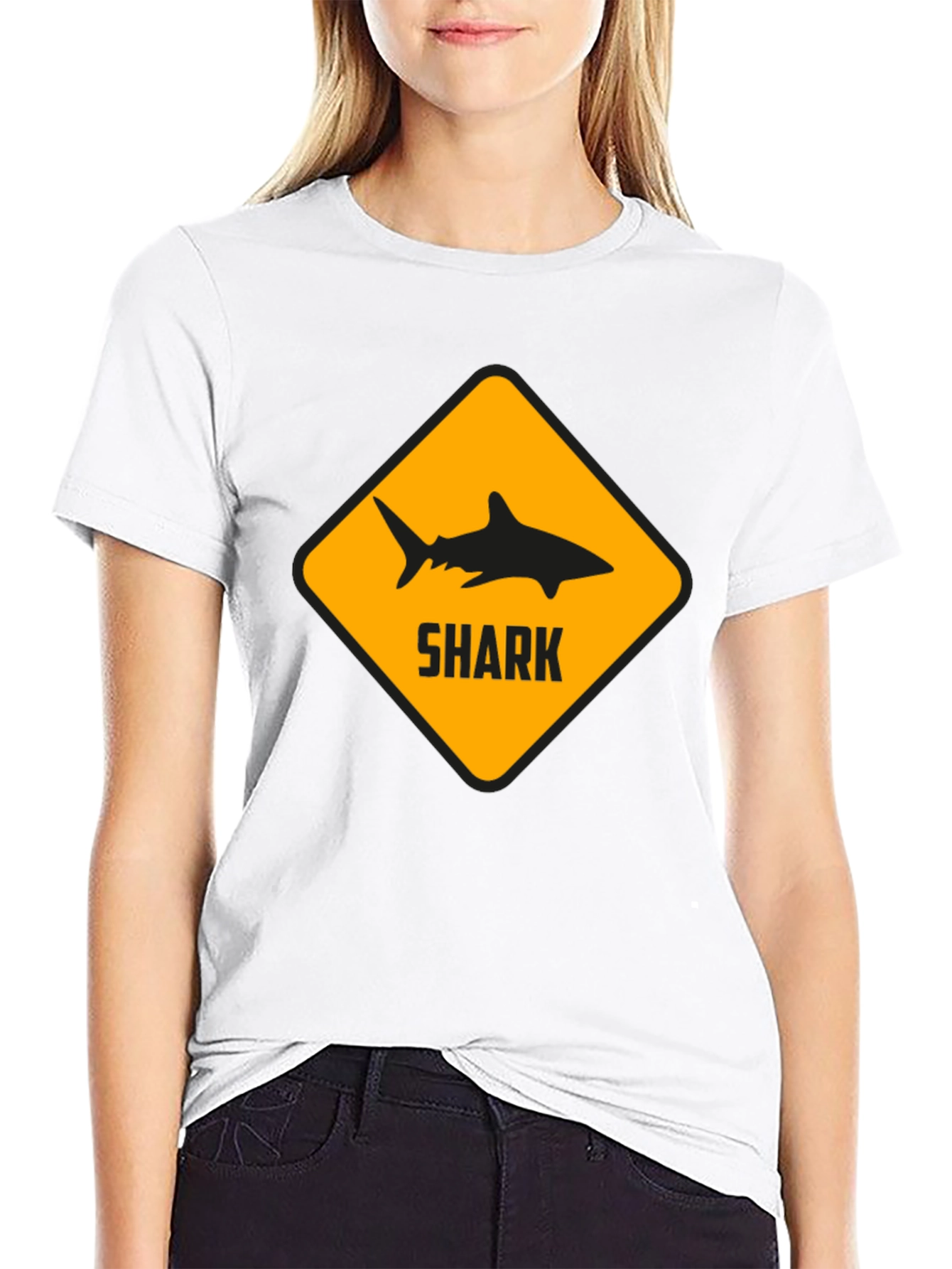 Shark Warning Black T-Shirt