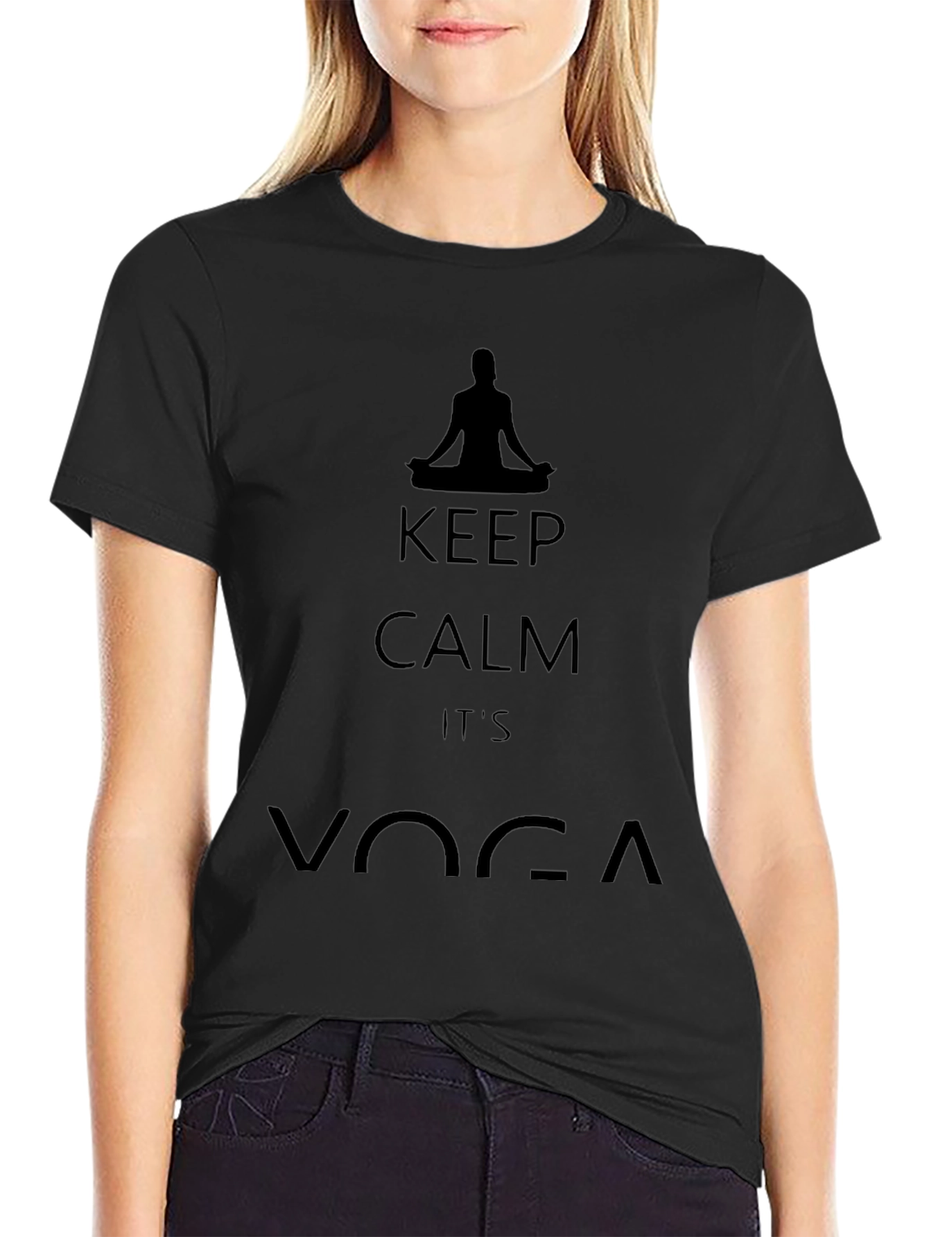 Keep Calm Its Yoga Black Graphic T-Shirt