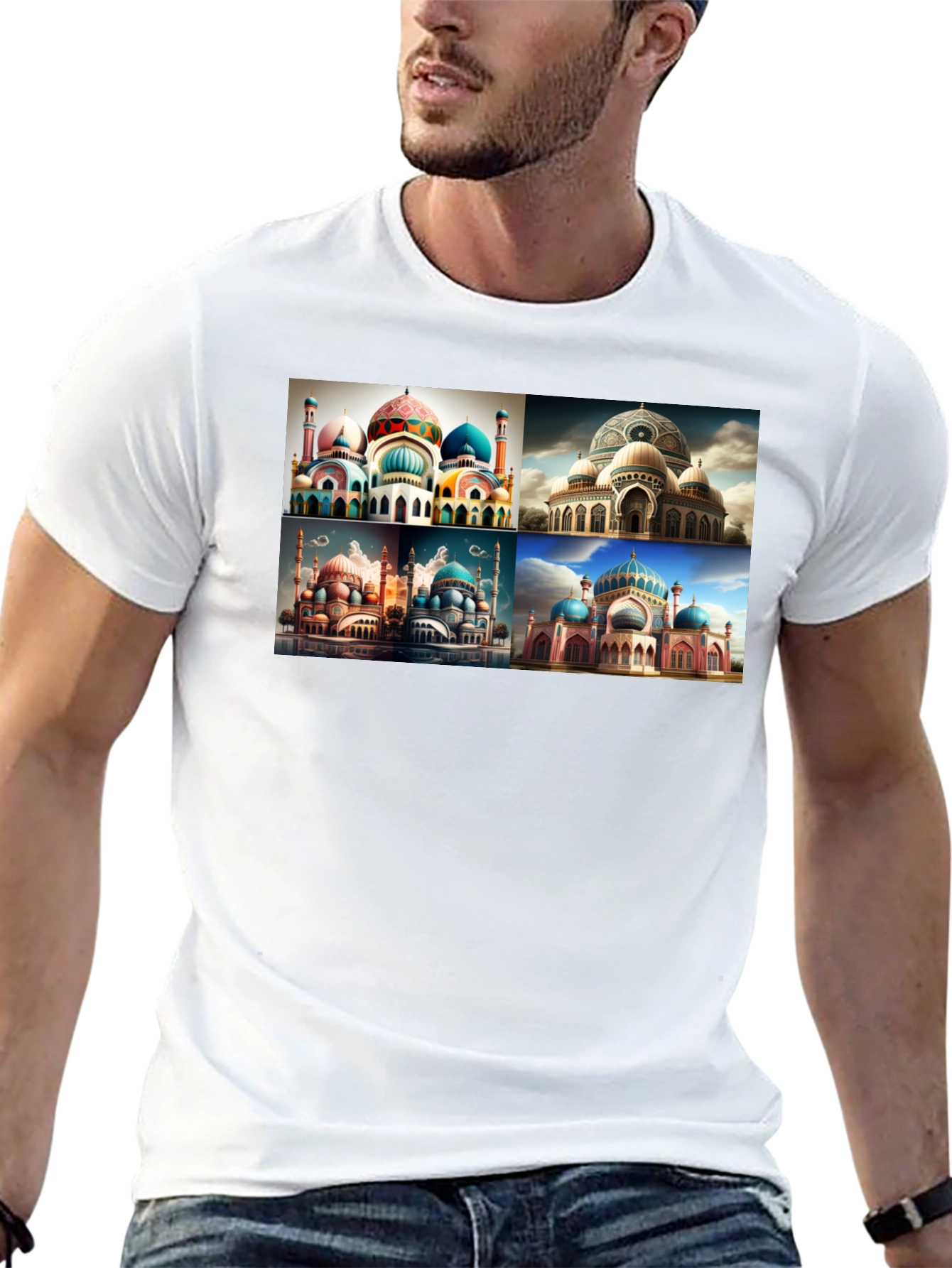 Mosque Collage Graphic Tee - Mens Black T-Shirt