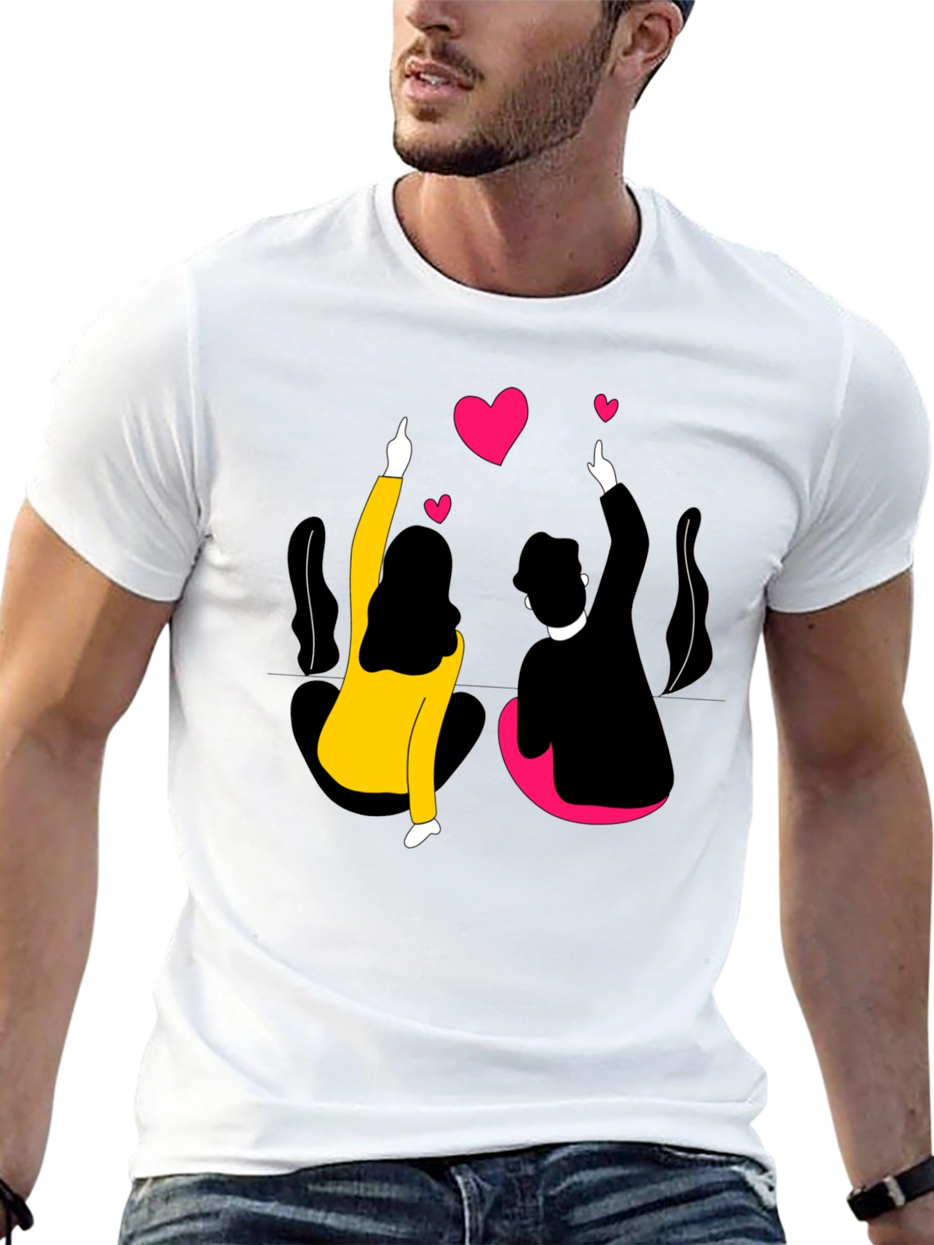 Couples Love Graphic Black T-Shirt