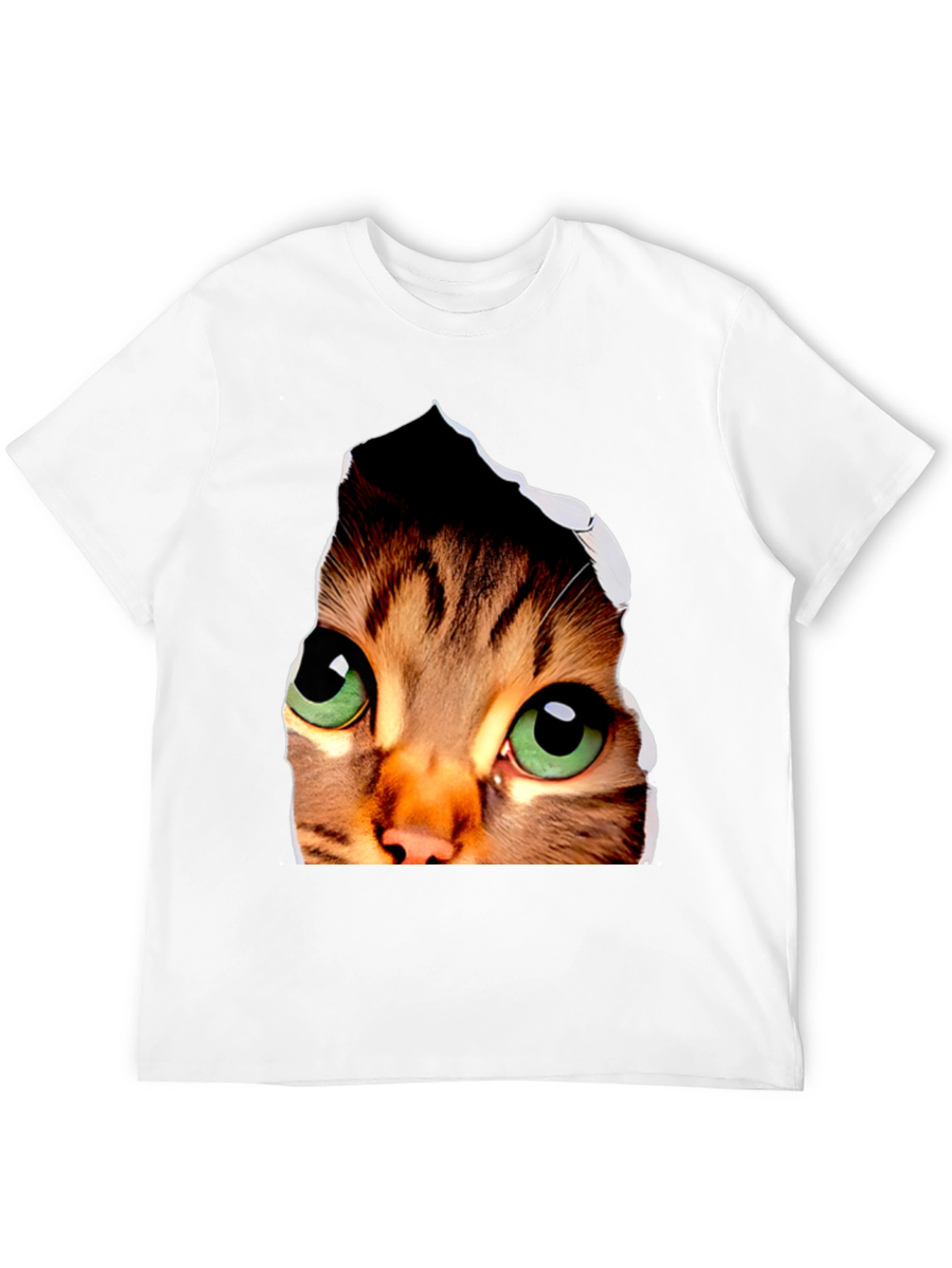 3D Cat Eyes Graphic Black T-Shirt