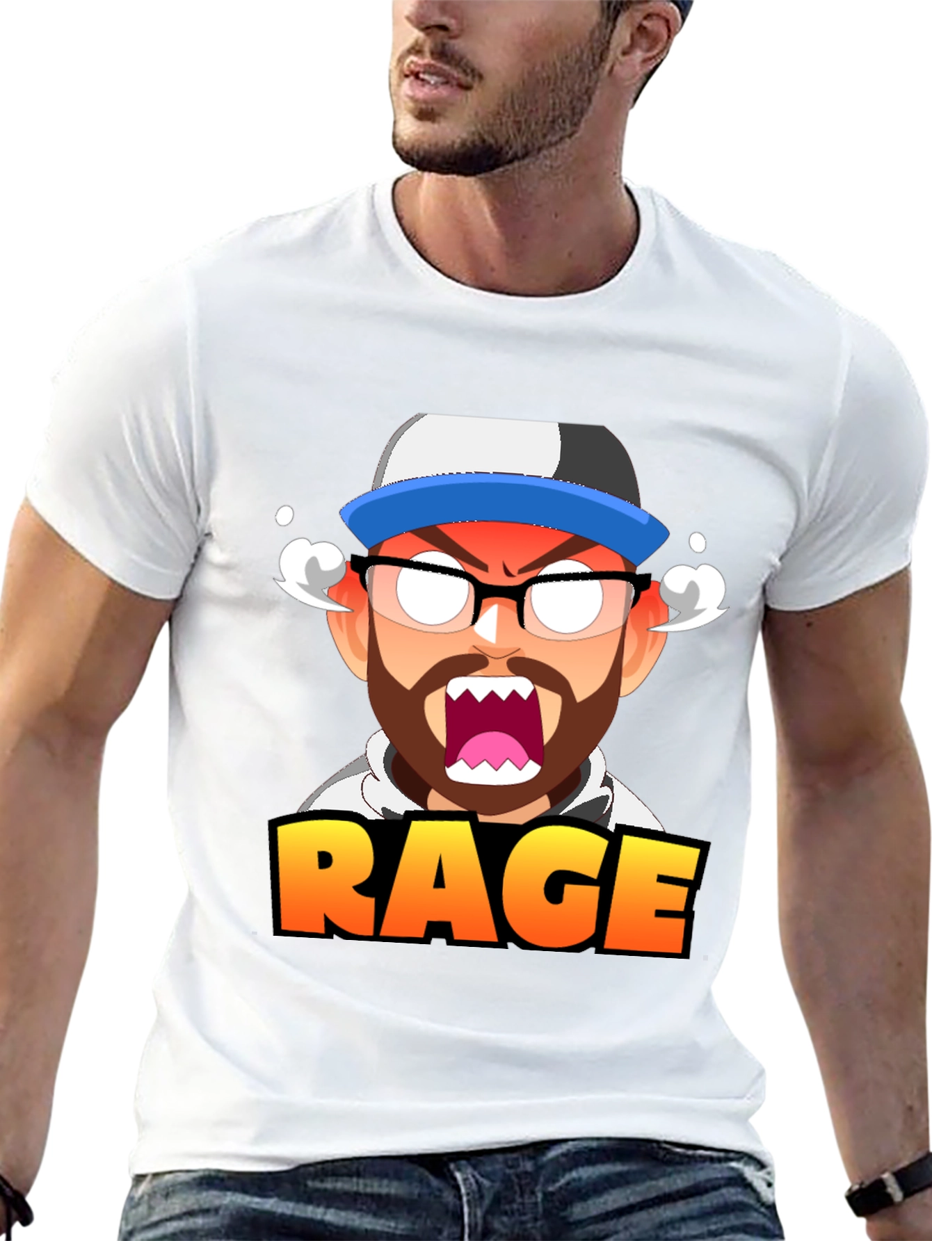 RAGE Cartoon Graphic T-Shirt - Black