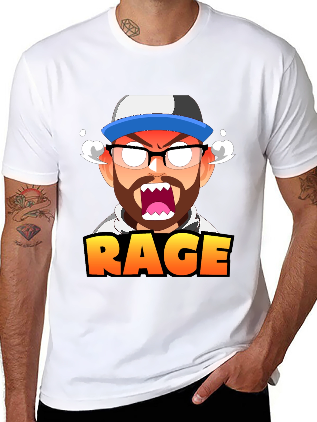 RAGE Cartoon Graphic T-Shirt - Black