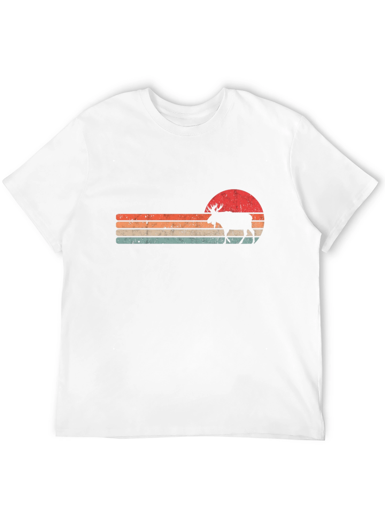 Retro Moose Sunset Graphic T-Shirt - Black