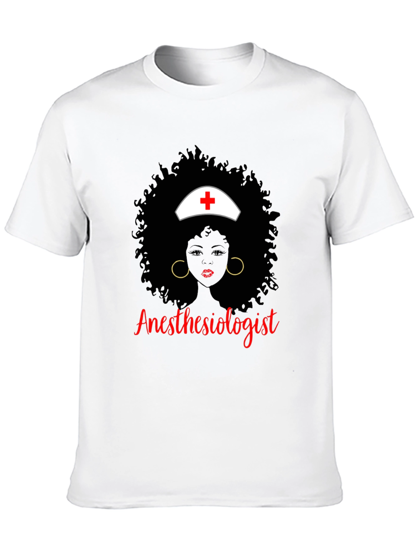 Anesthesiologist Afro Nurse T-Shirt Black