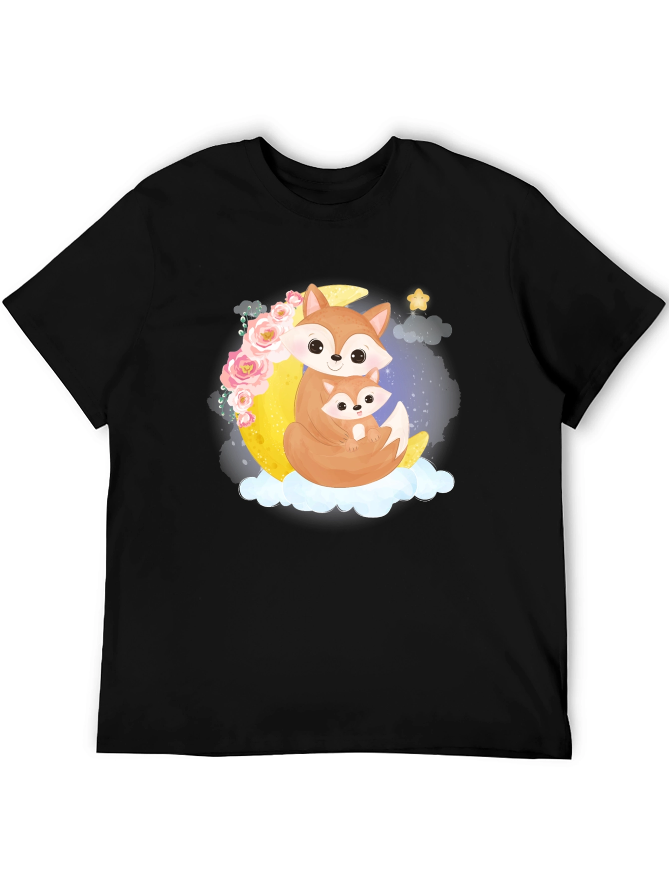 Fox Moon Graphic Black Tee