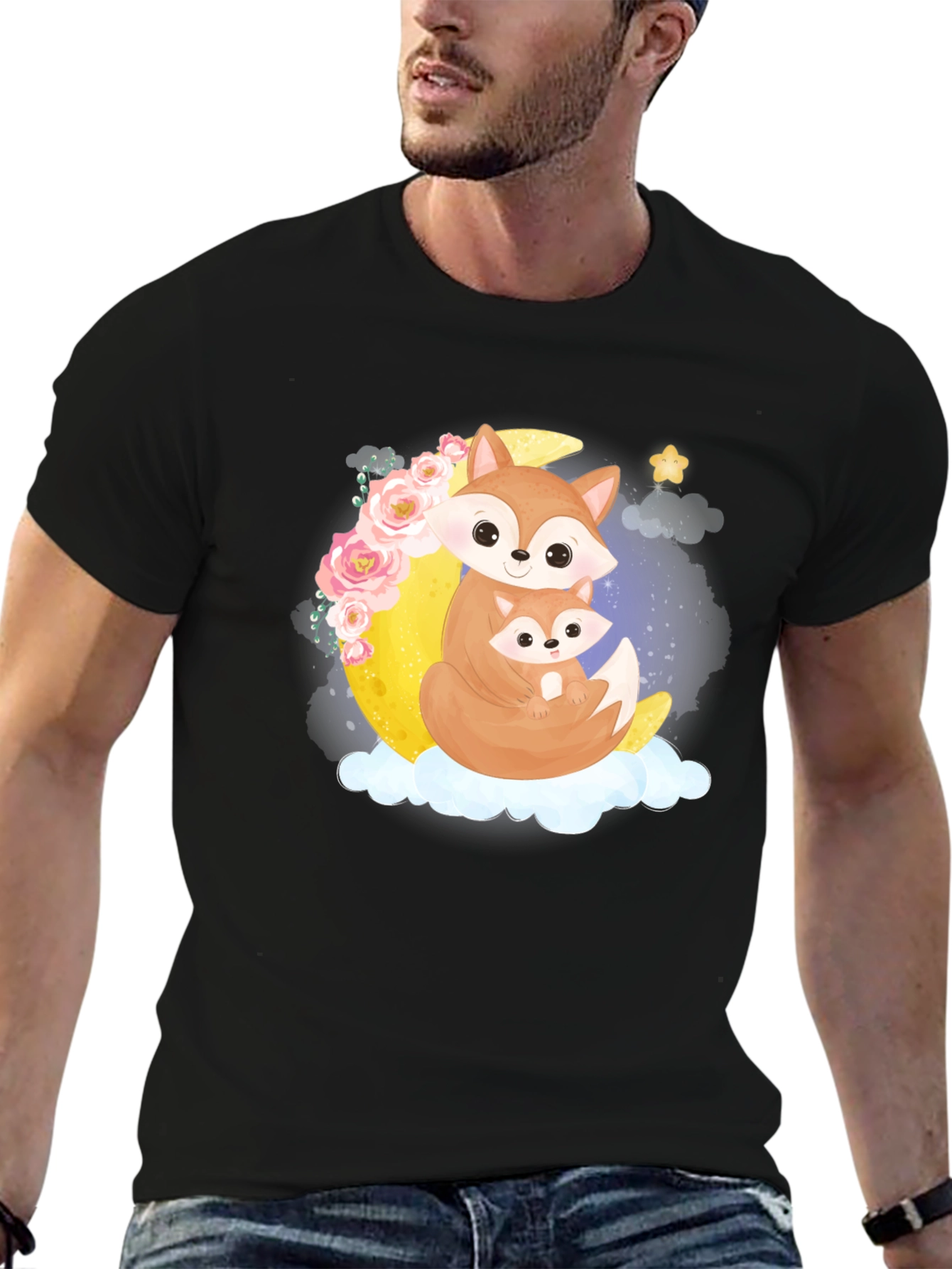 Fox Moon Graphic Black Tee
