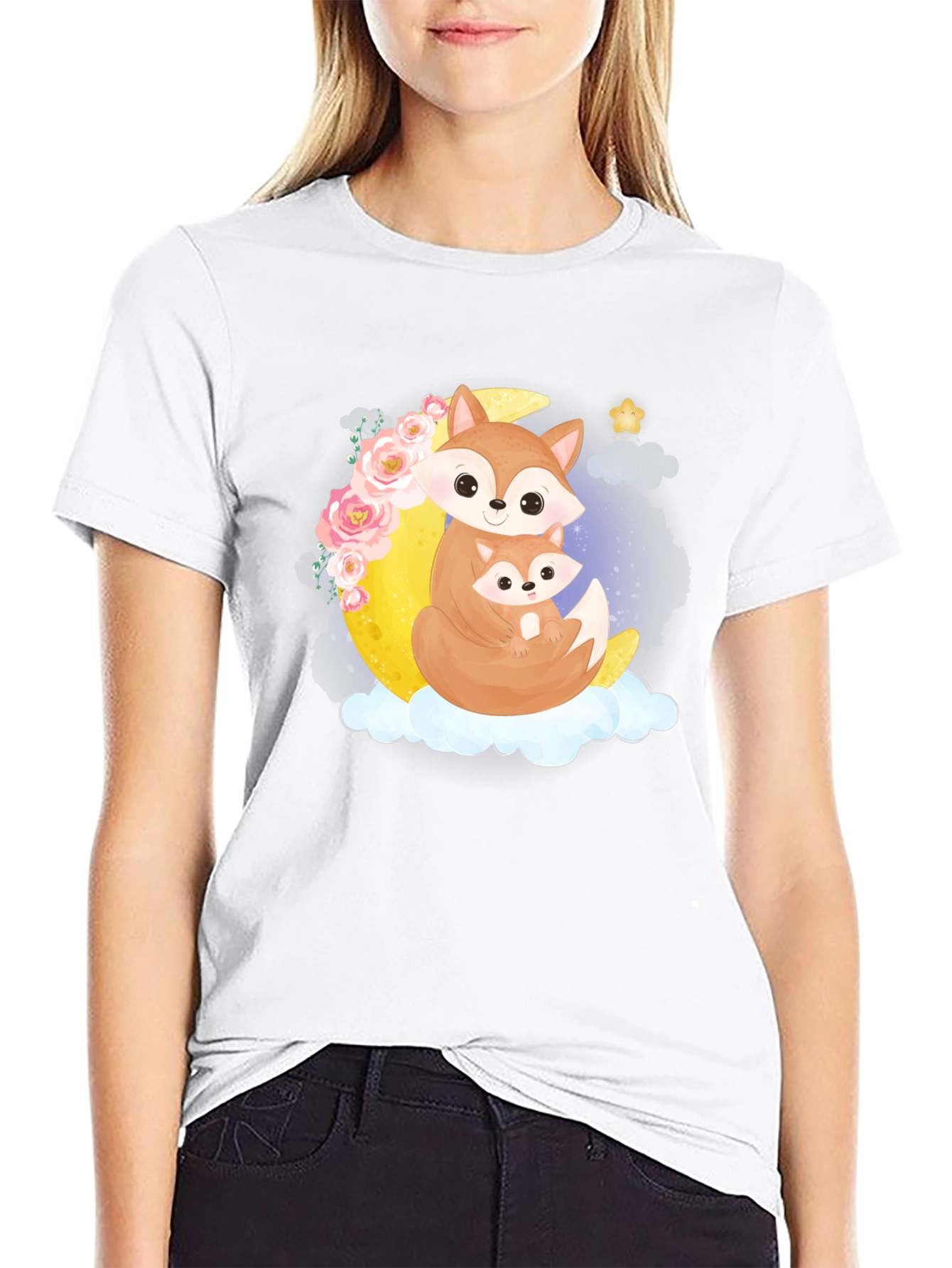 Fox Moon Graphic Black Tee