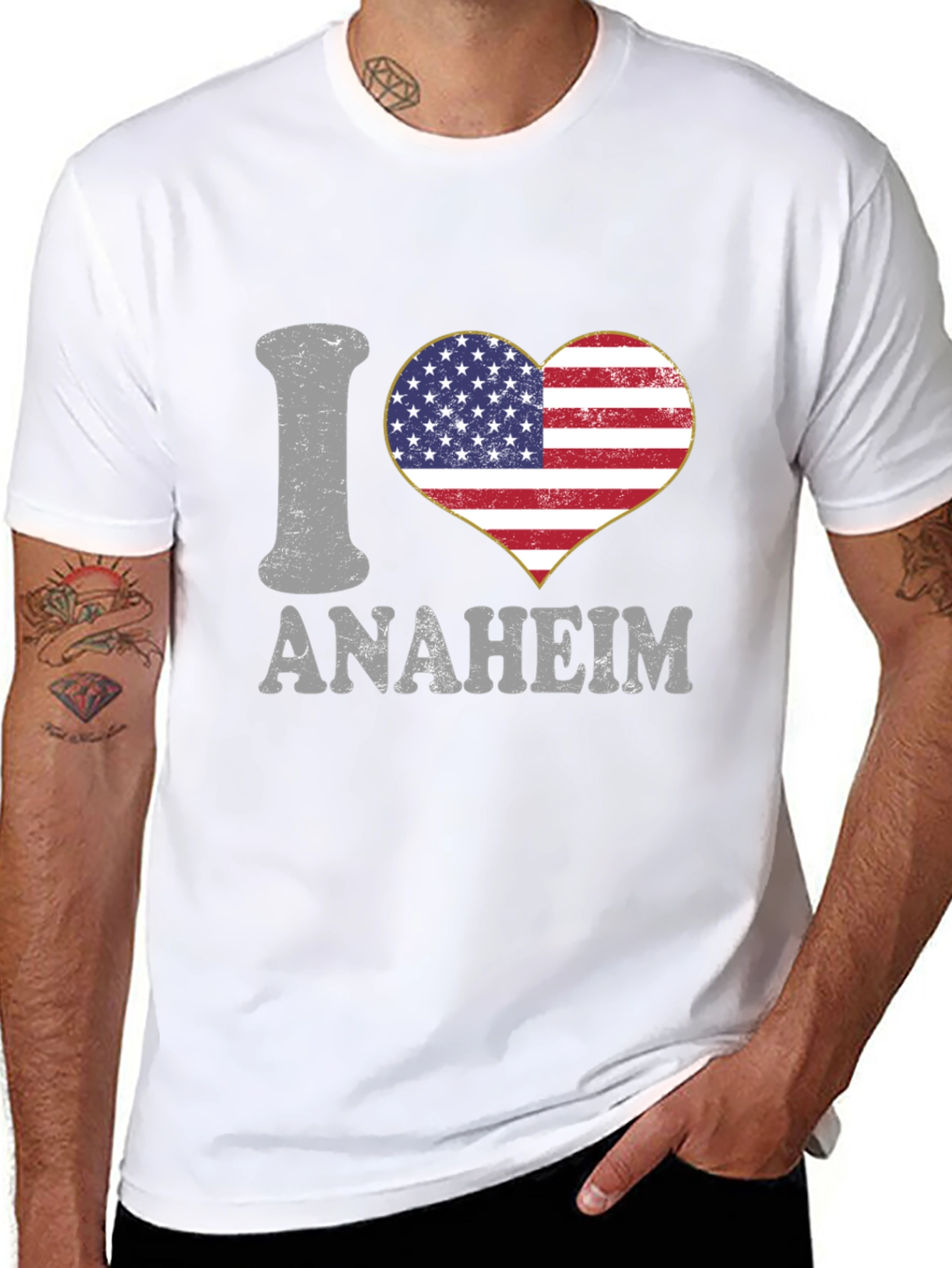 I Love Anaheim T-Shirt - American Flag Heart