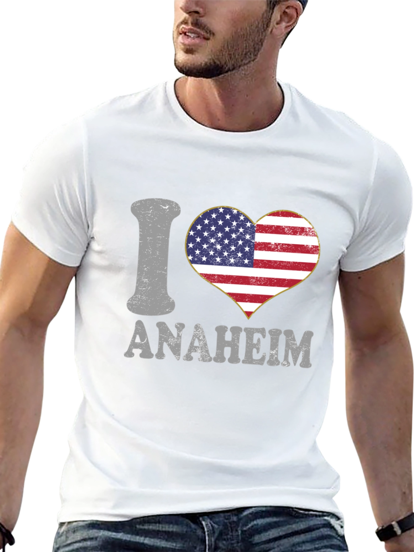 I Love Anaheim T-Shirt - American Flag Heart
