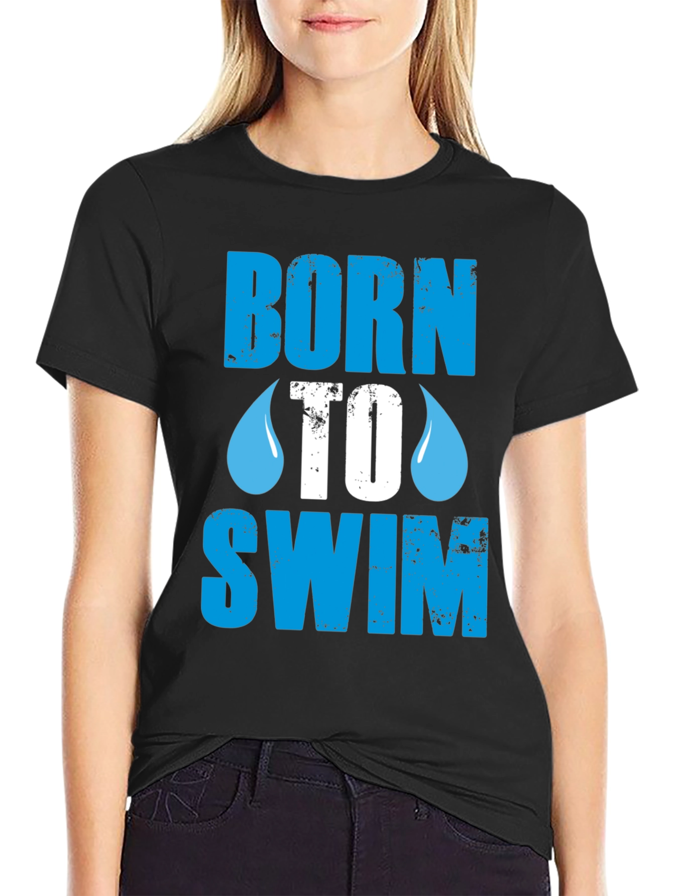 Born To Swim Graphic T-Shirt - Black