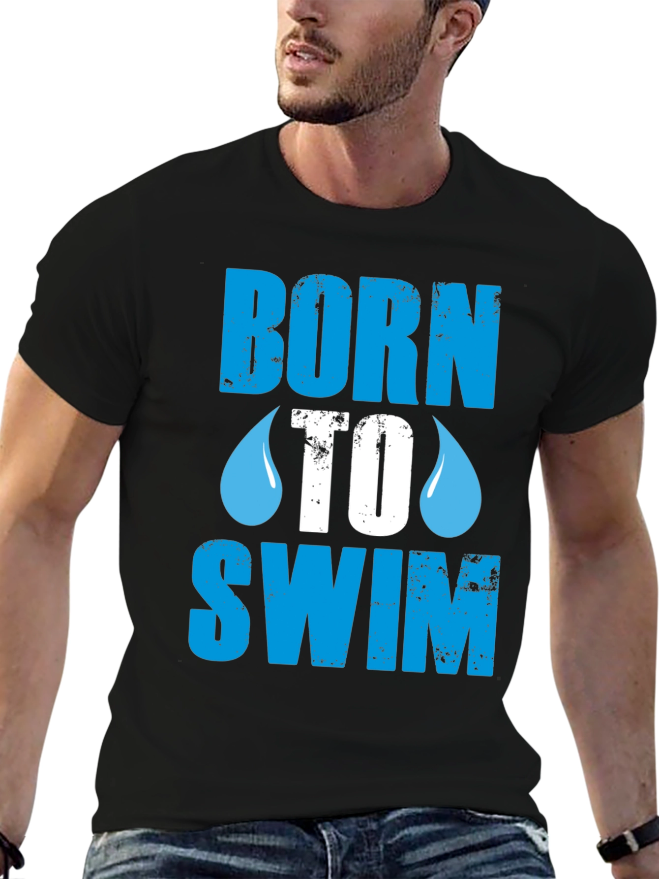 Born To Swim Graphic T-Shirt - Black