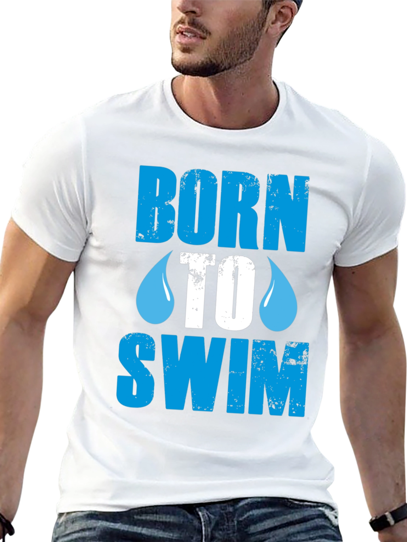 Born To Swim Graphic T-Shirt - Black