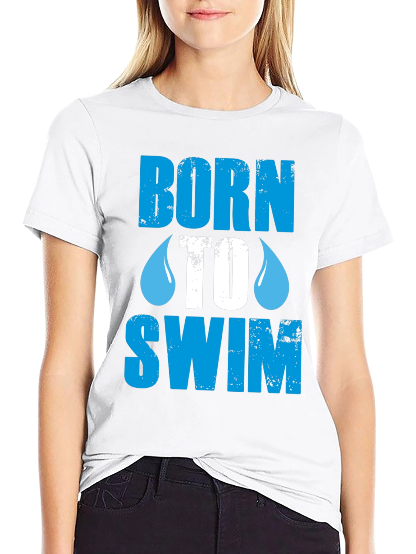 Born To Swim Graphic T-Shirt - Black