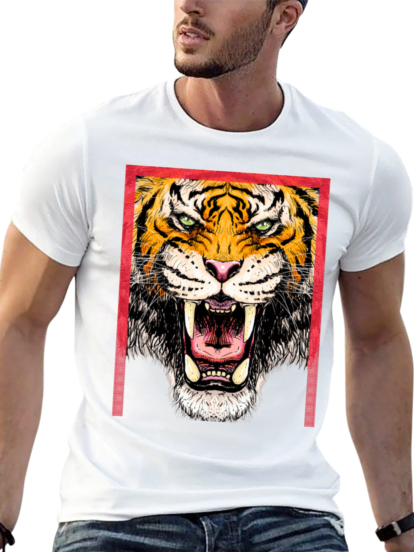Bold Tiger Graphic Print T-Shirt