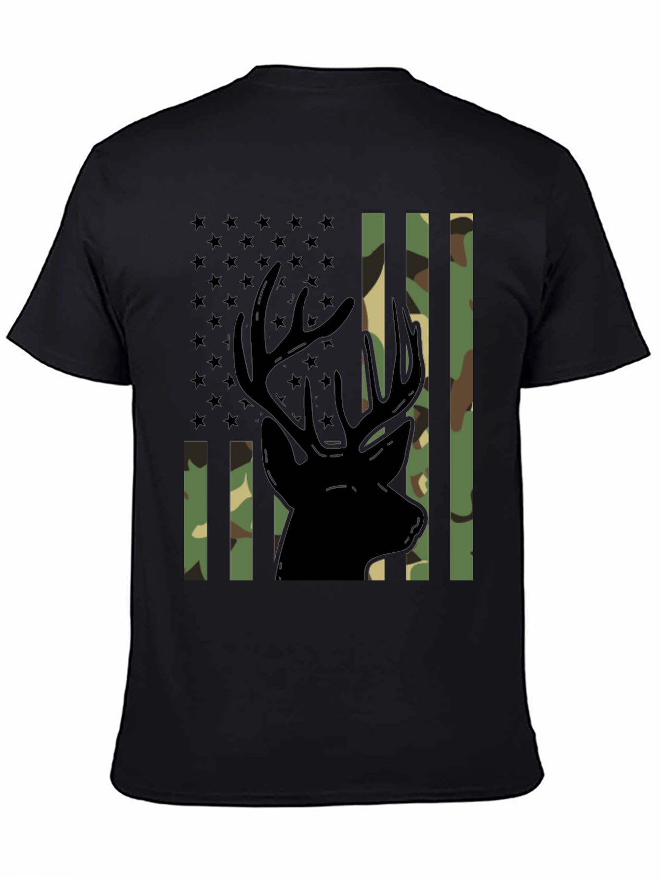 Camo Deer Graphic Tee - Patriotic Style