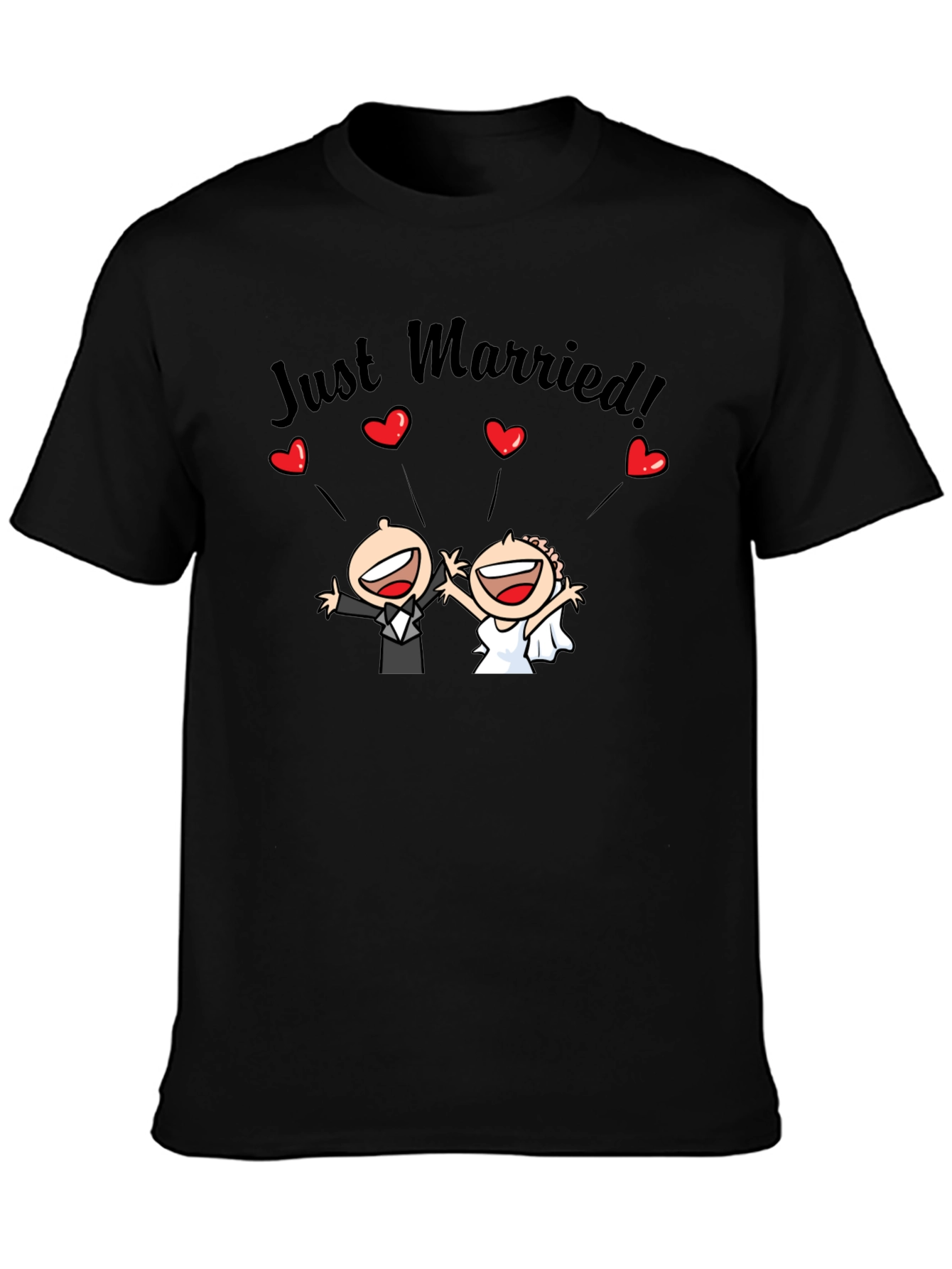 Just Married Couple Cartoon Graphic T-Shirt
