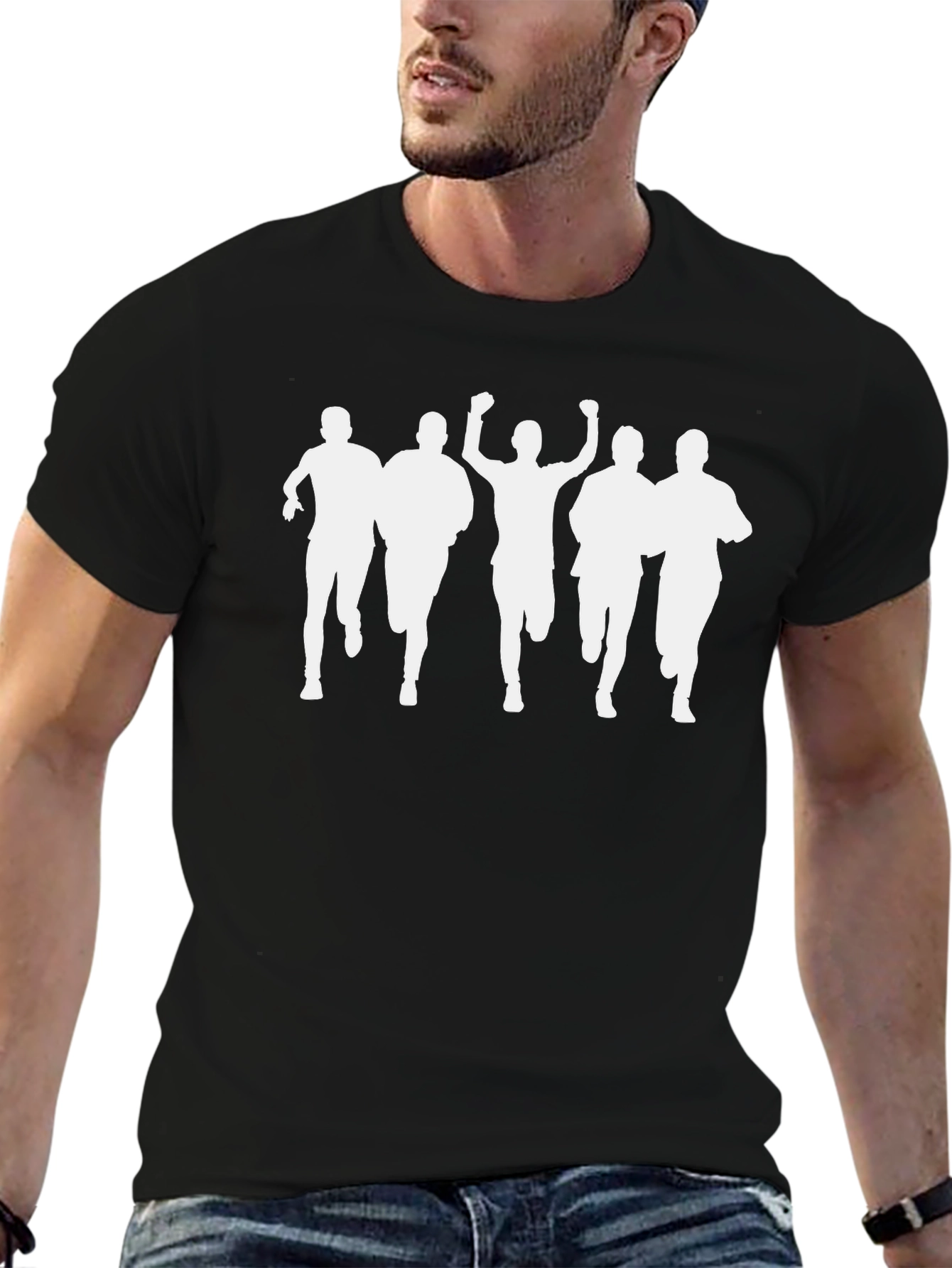Runner Silhouette Graphic Tee - Black Cotton T-Shirt