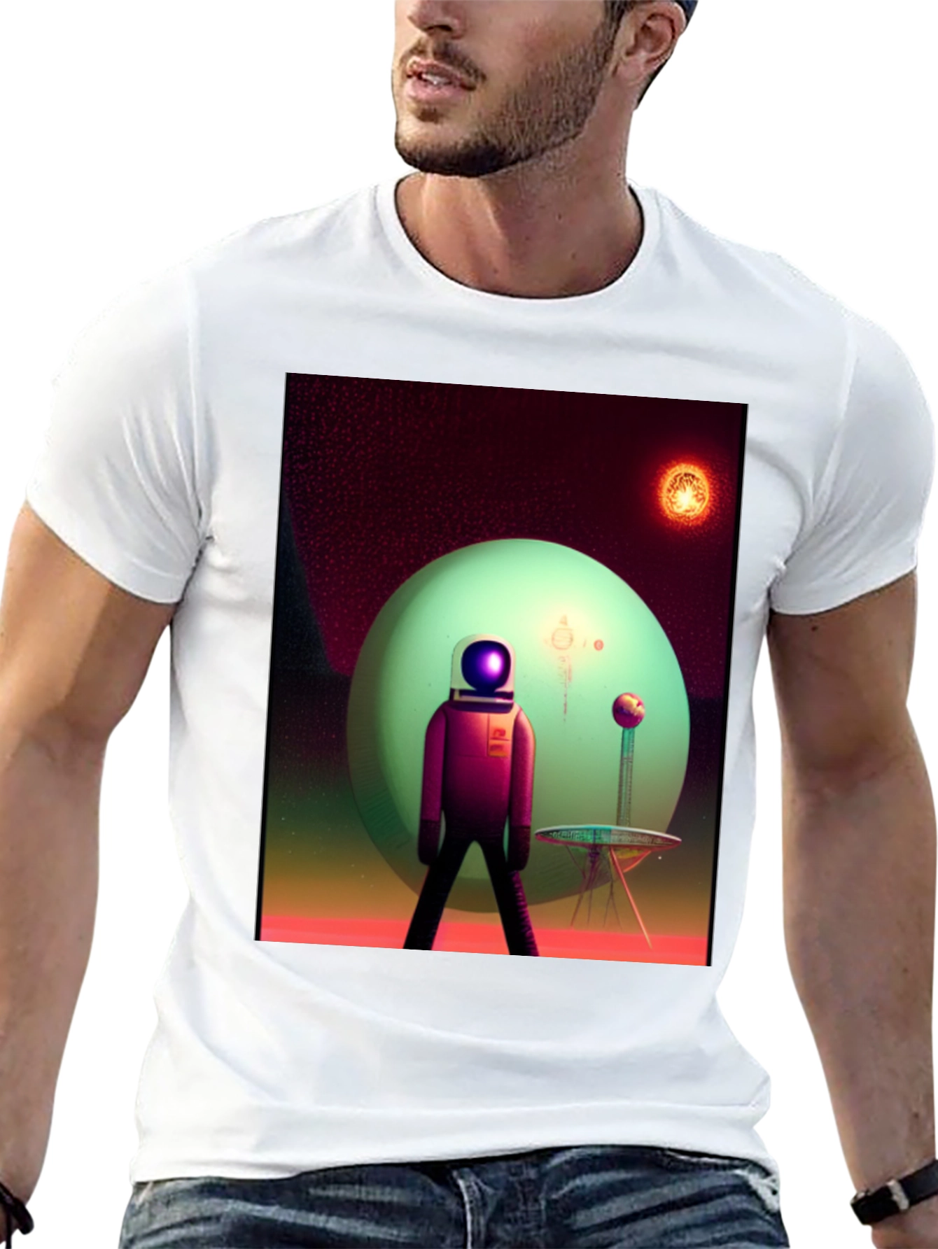 Astronaut on Alien Planet Graphic Tee