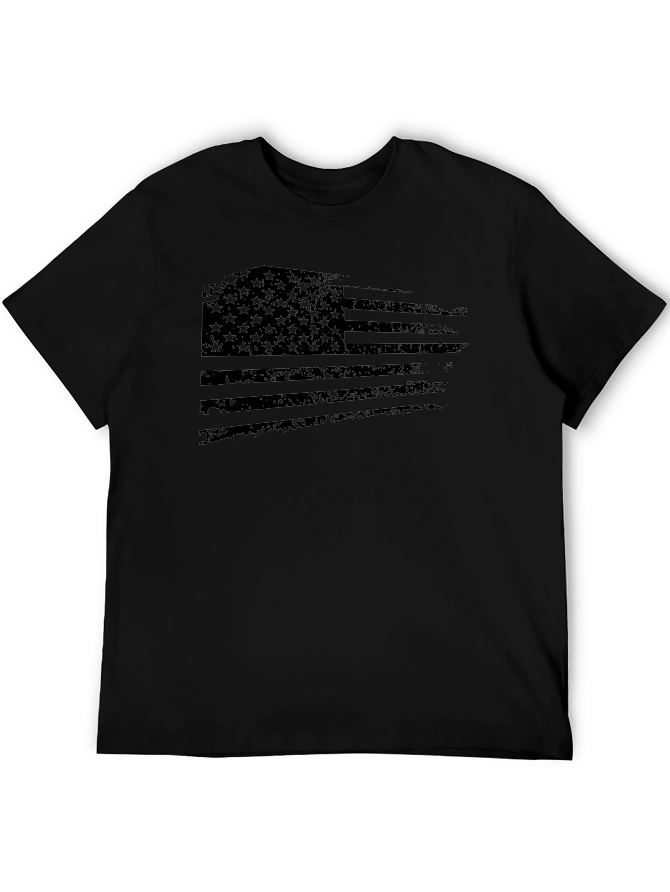 Distressed US Flag Graphic T-Shirt - Black