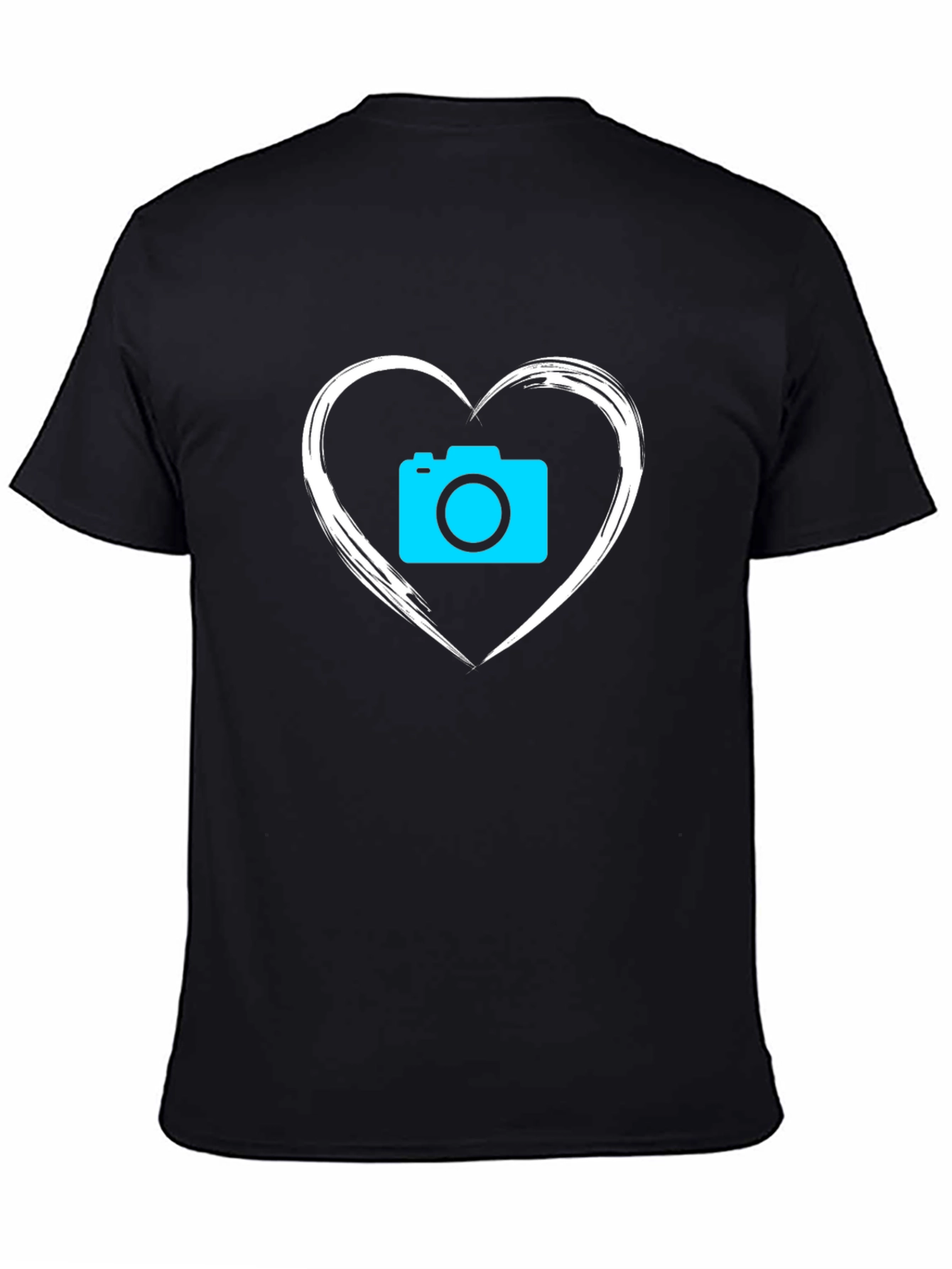 Camera Heart Graphic T-Shirt - Black