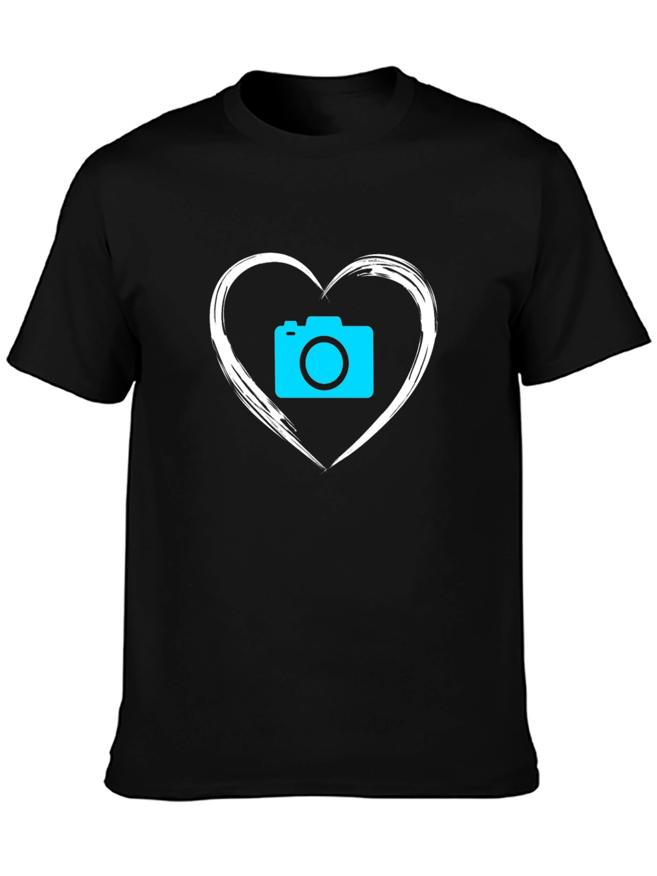 Camera Heart Graphic T-Shirt - Black