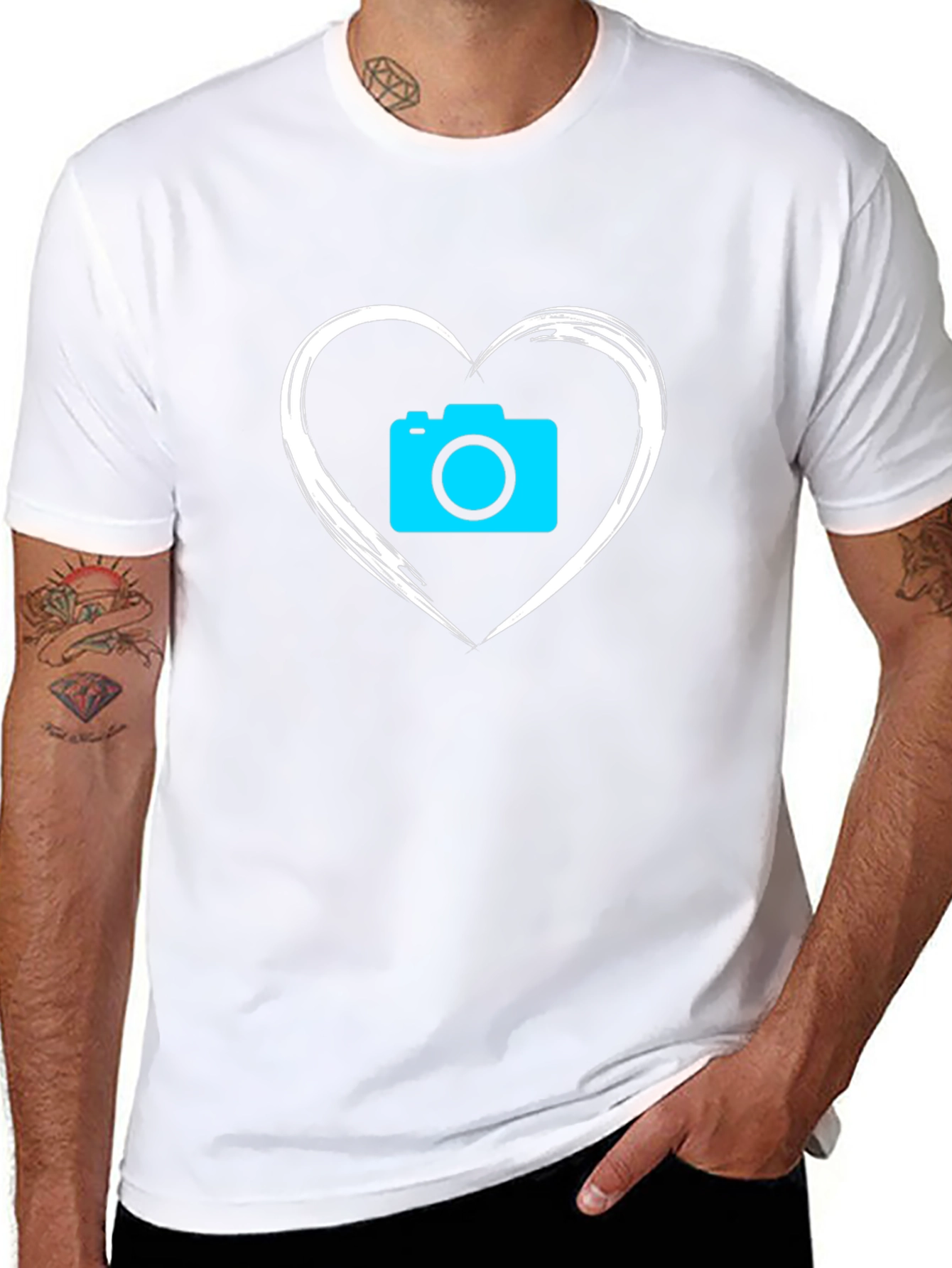 Camera Heart Graphic T-Shirt - Black