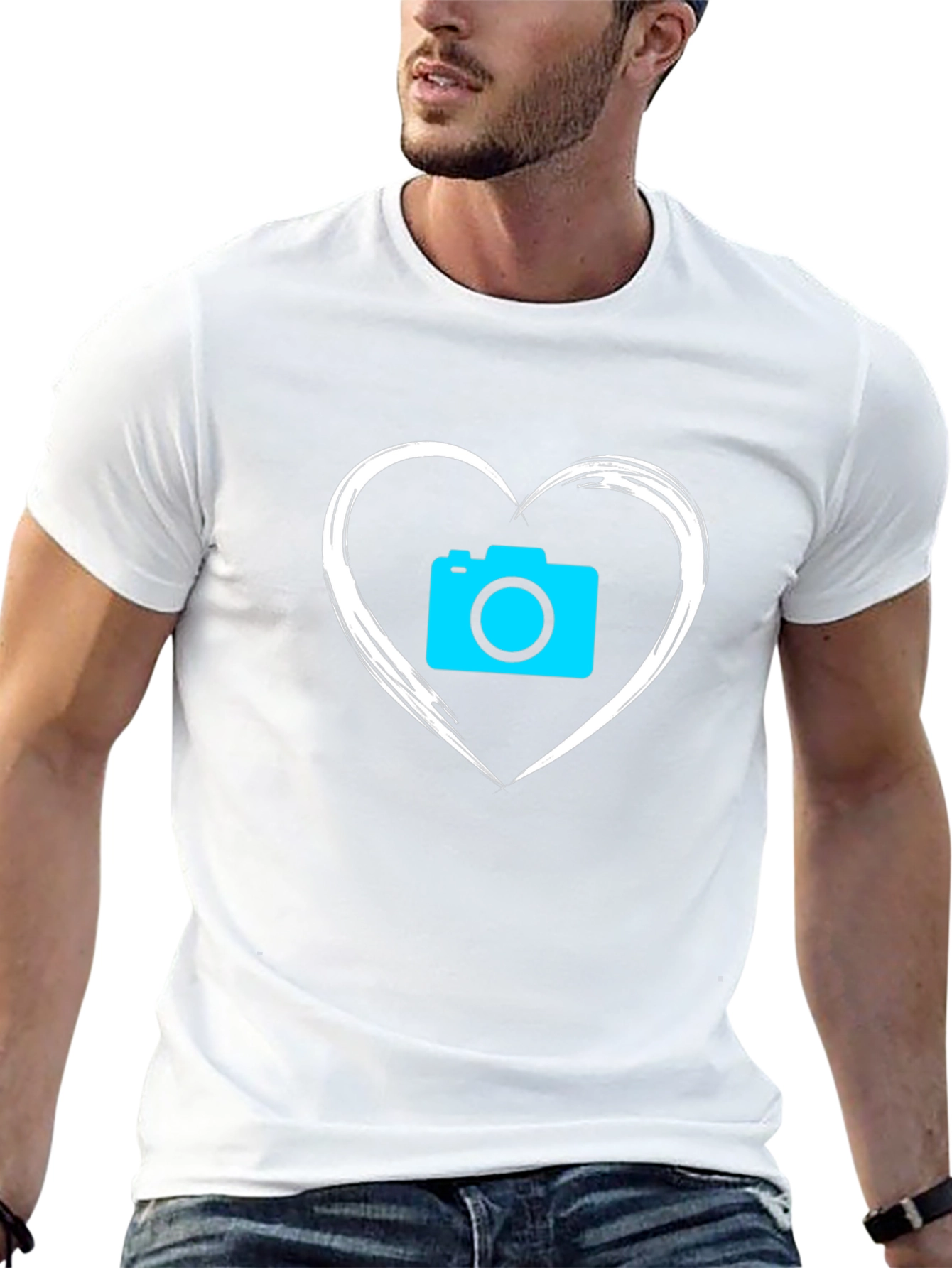 Camera Heart Graphic T-Shirt - Black