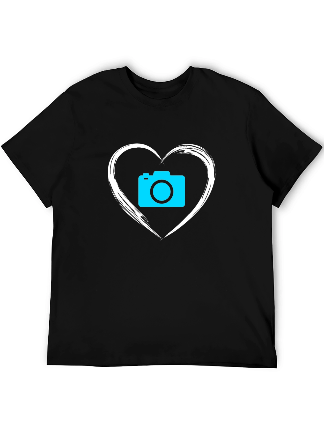 Camera Heart Graphic T-Shirt - Black